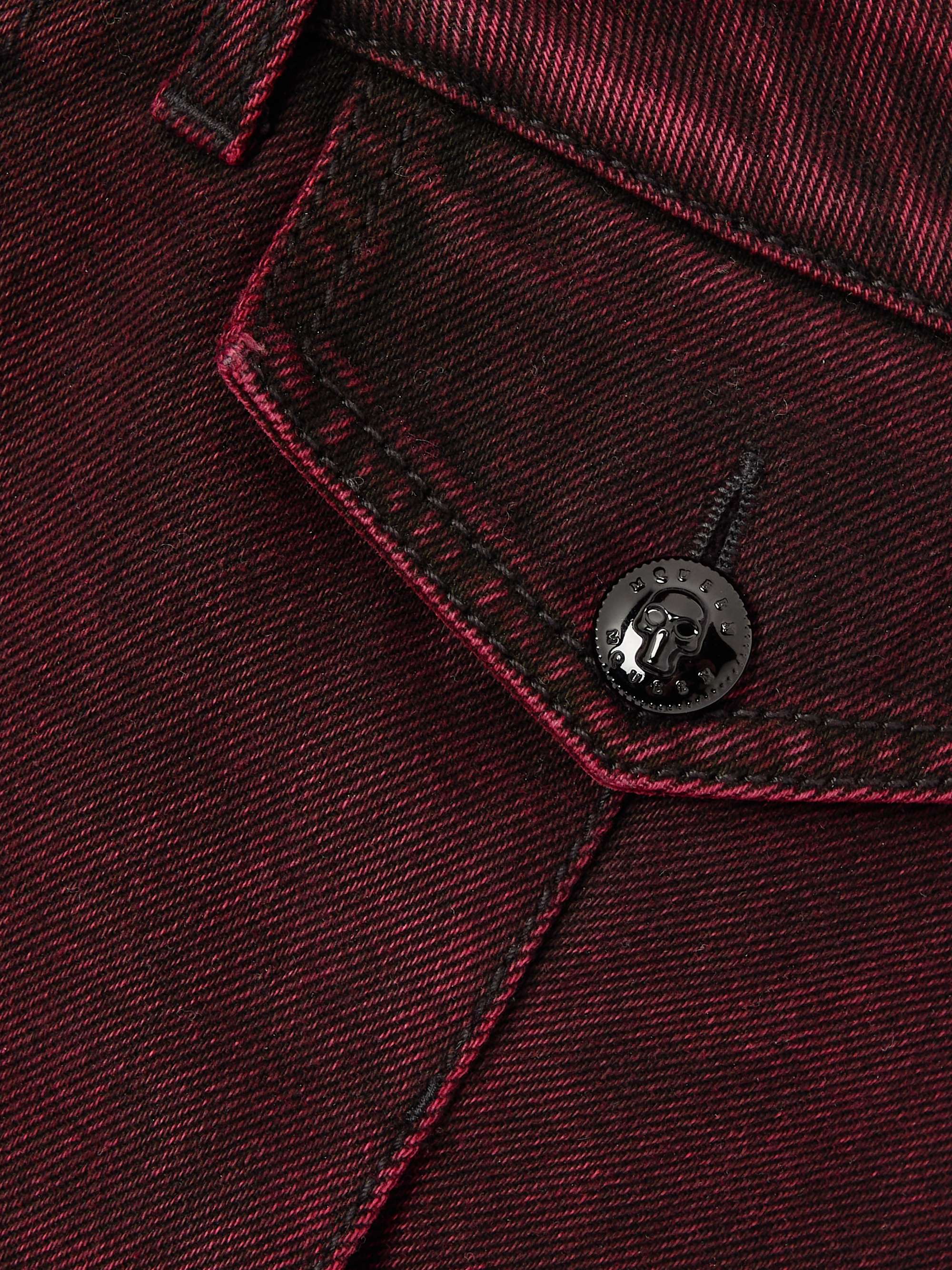 Pleated frayed denim mini skirt view