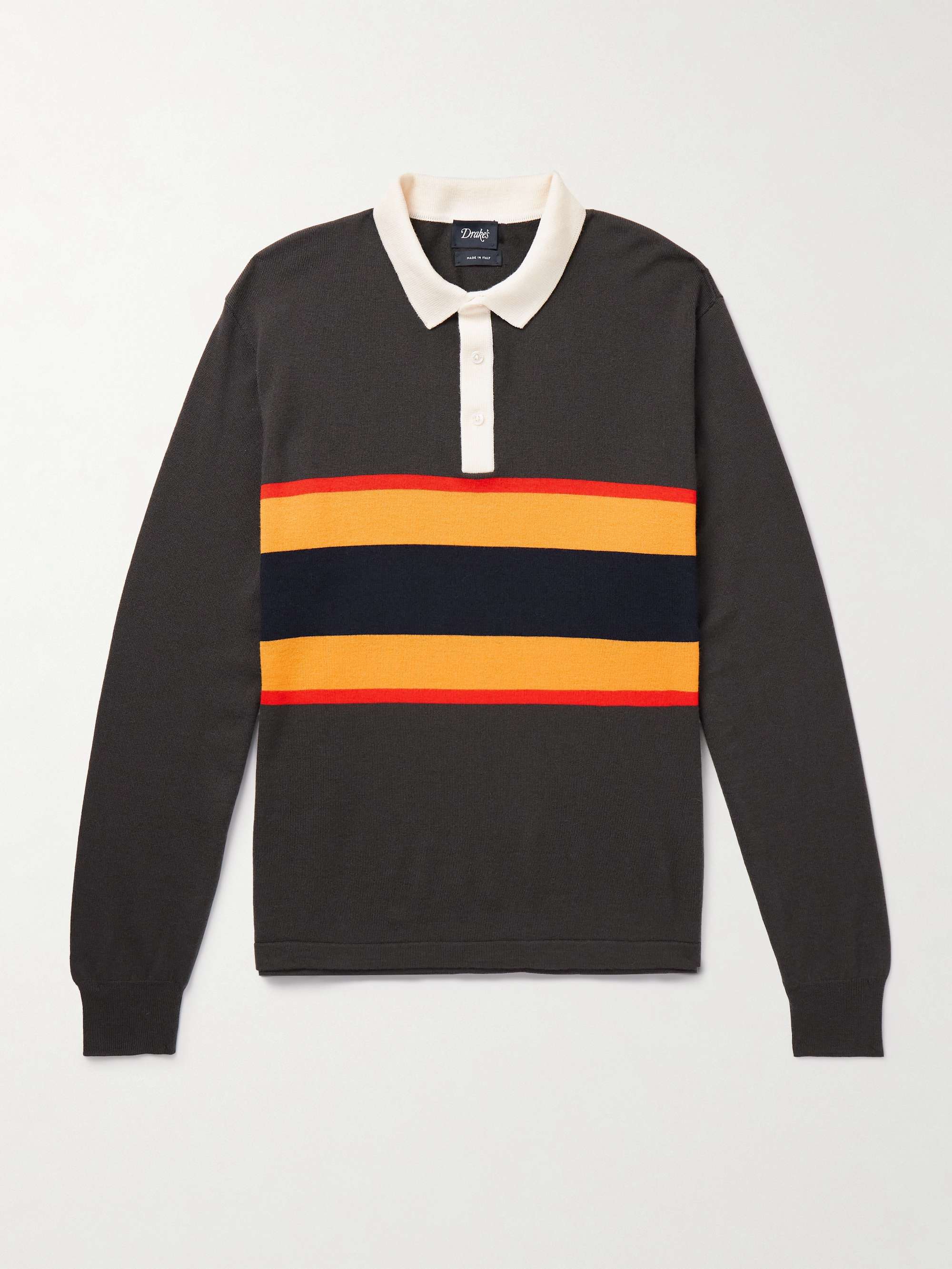 Striped Merino Wool Polo Shirt view