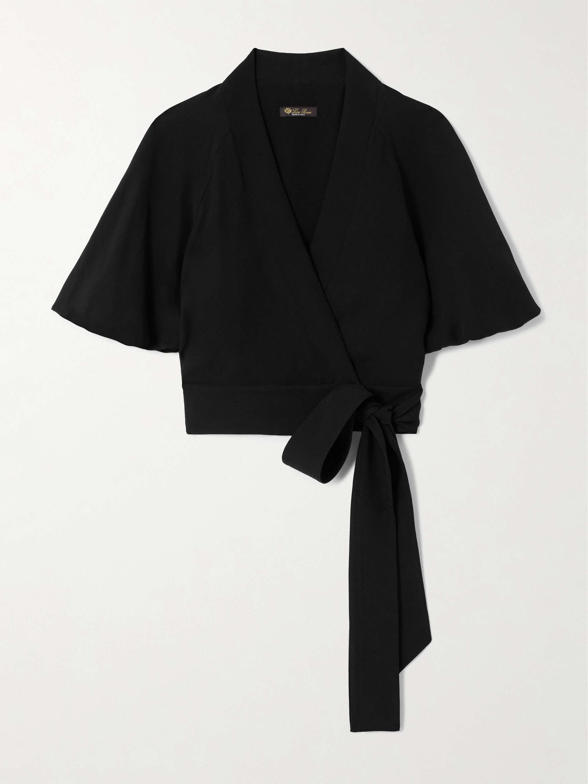 Clancy cropped silk-cady wrap shirt view