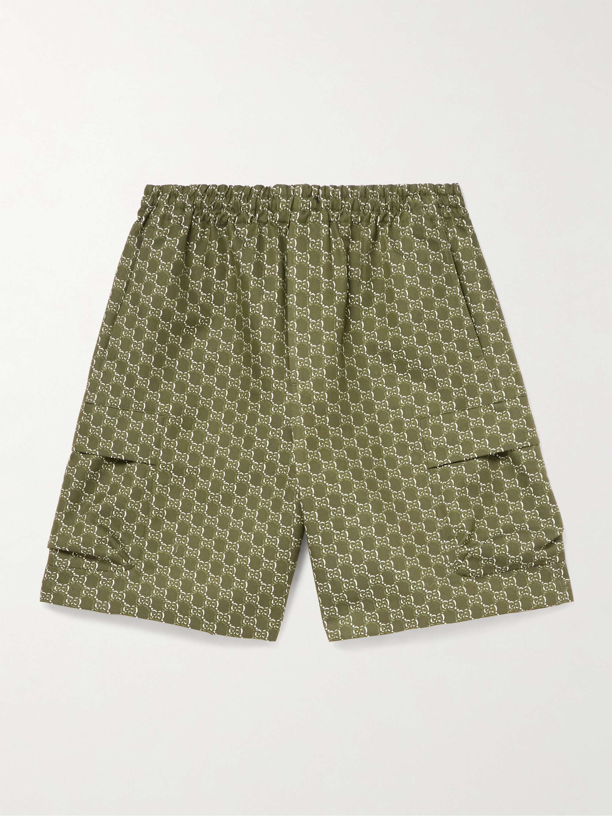 Slim-Fit Straight-Leg Logo-Jacquard Cotton Cargo Shorts view