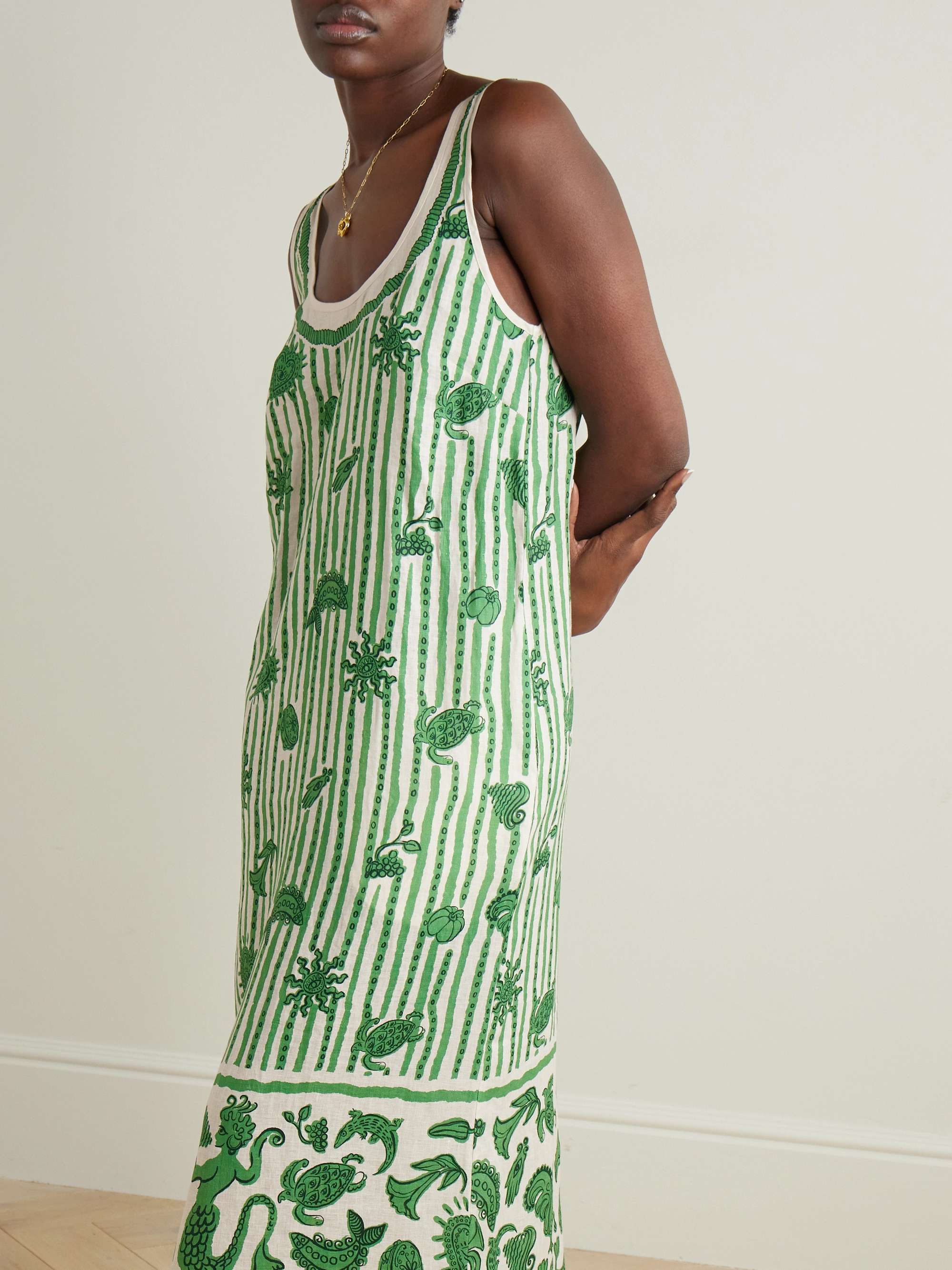 Lula belted fringed embellished printed cotton and silk-blend midi dress view