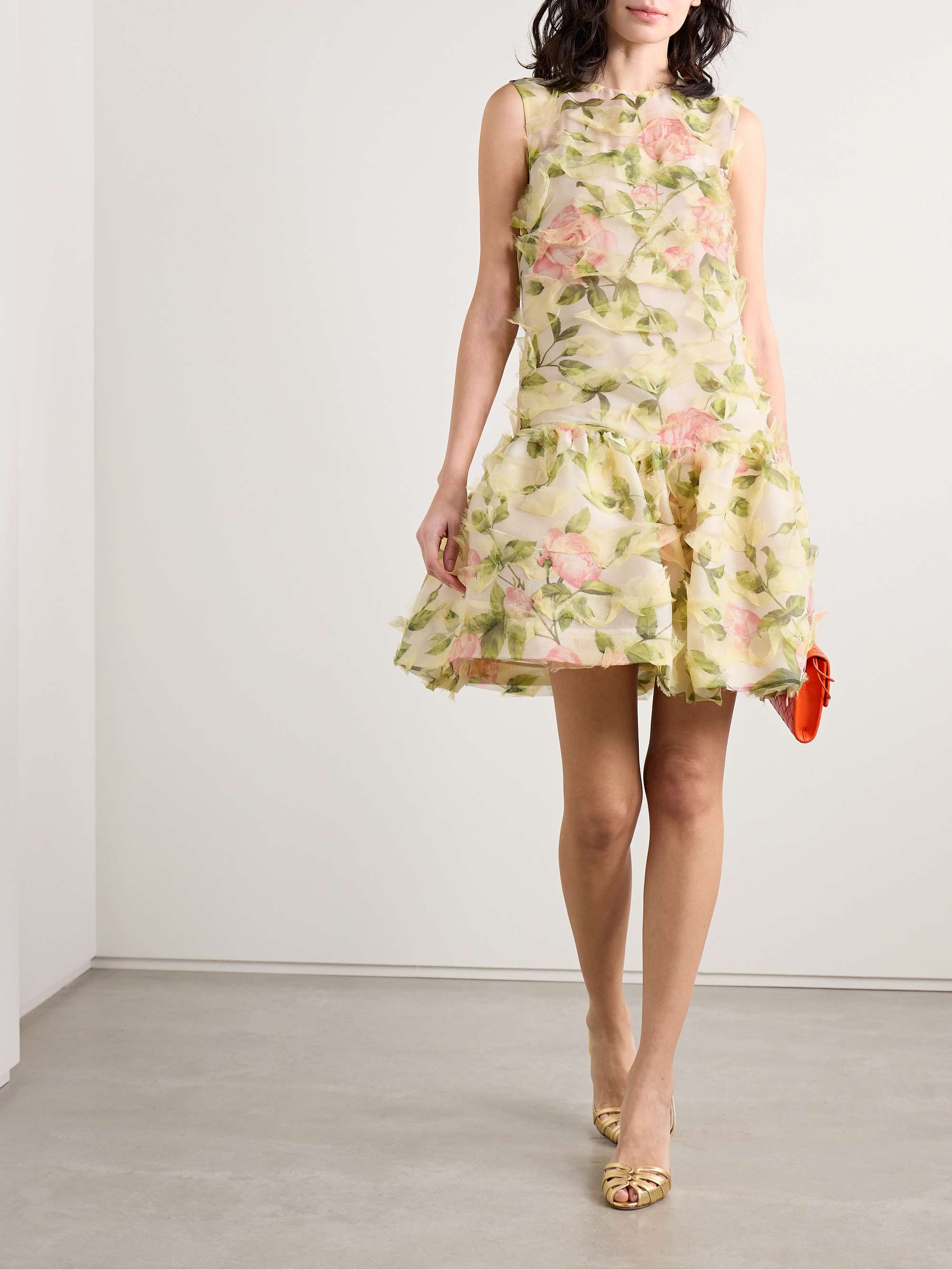 Tiered floral-print silk-blend georgette mini dress view
