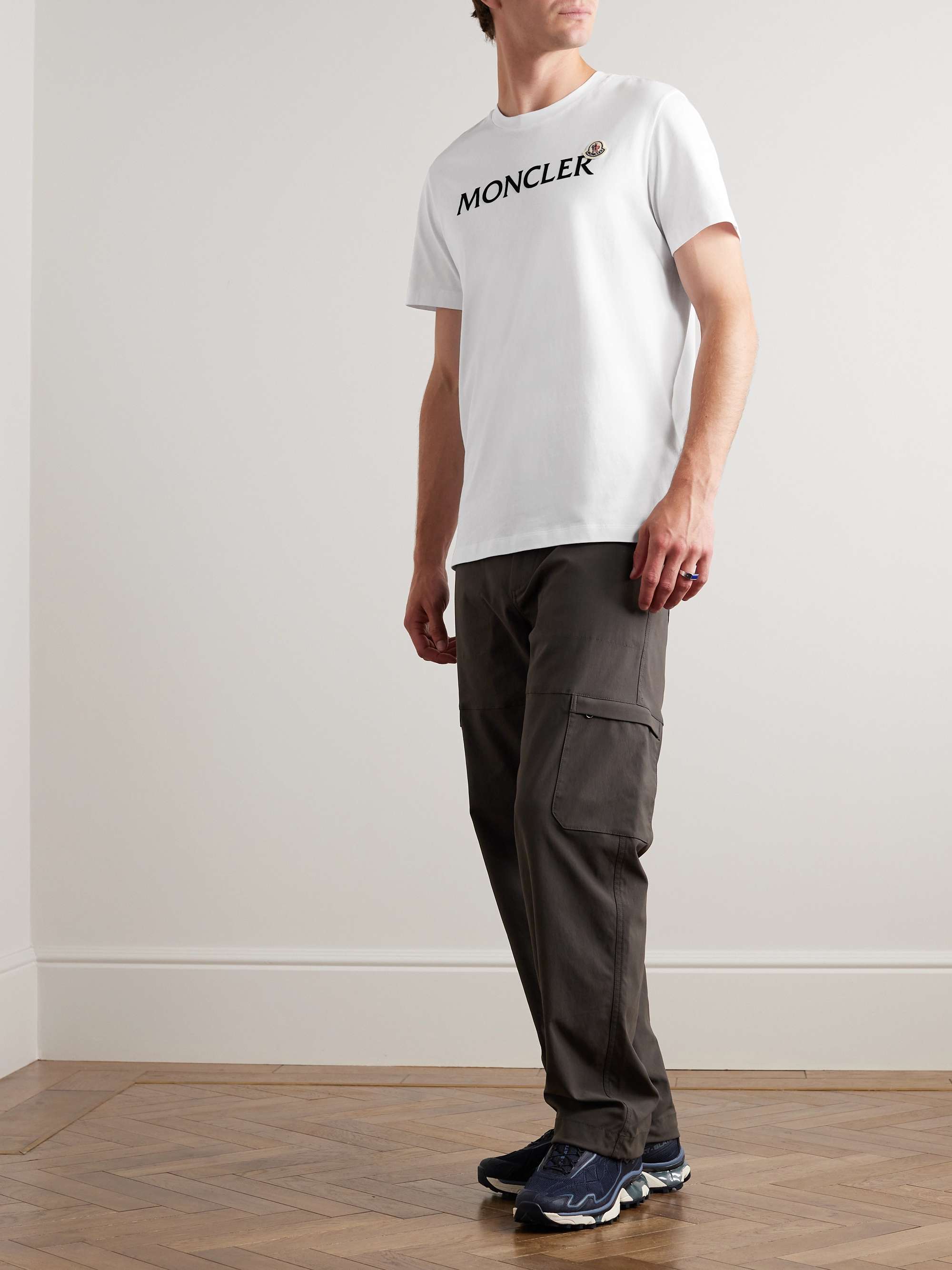 Slim-Fit Logo-Flocked Cotton-Jersey T-Shirt view