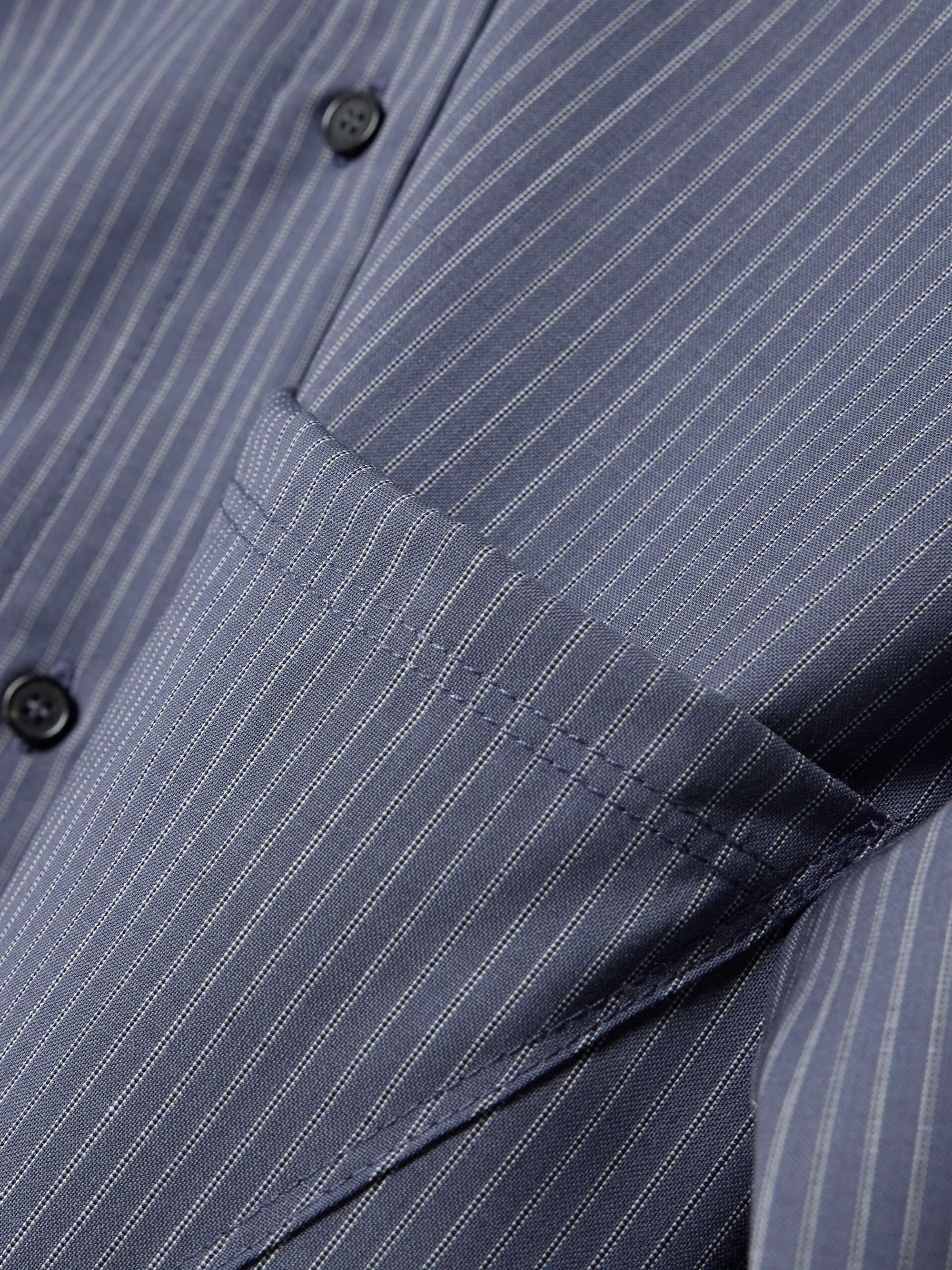 Tie-detailed striped wool shirt view