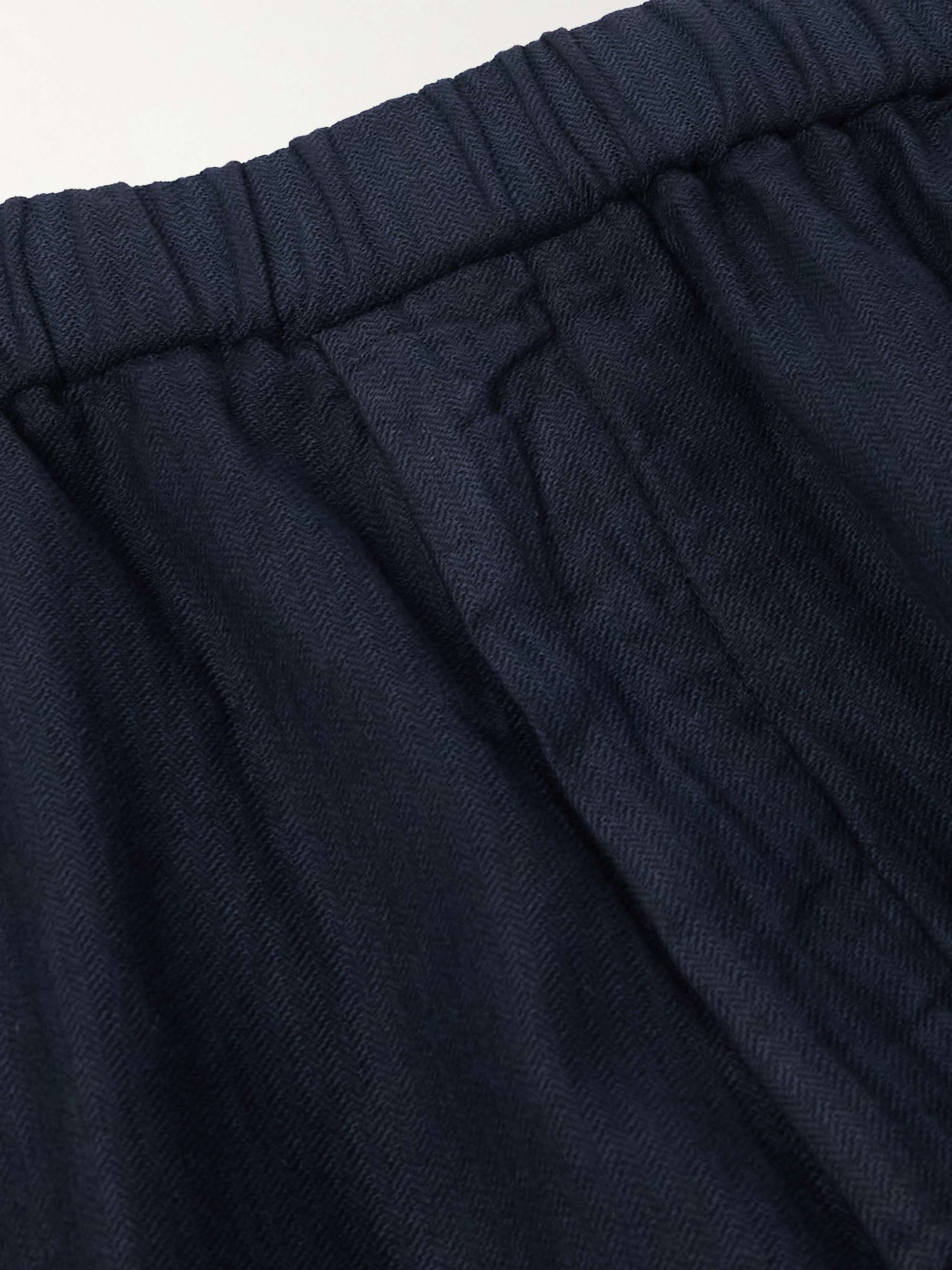 Tapered Herringbone Stretch Linen and Cotton-Blend Trousers view