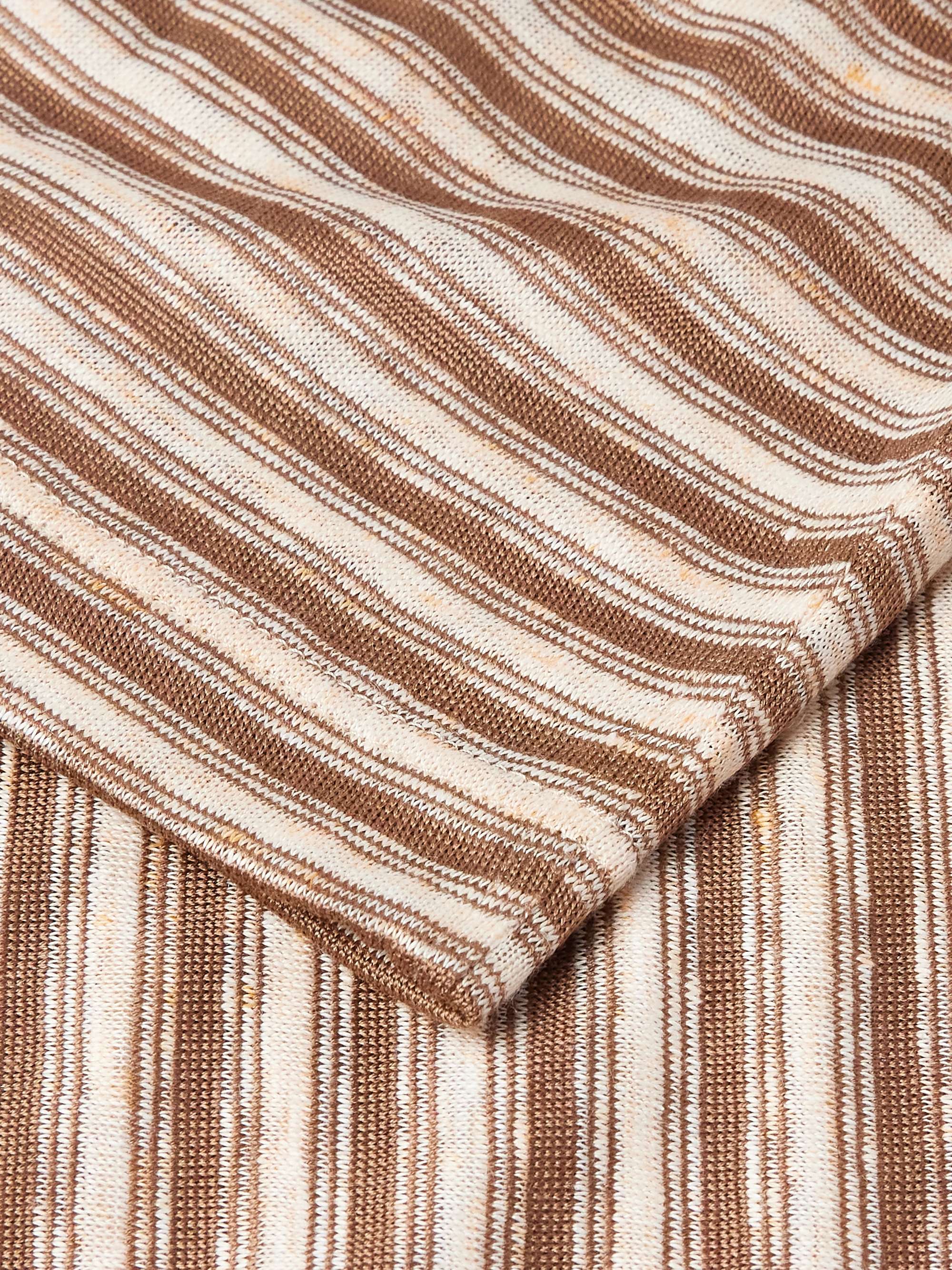 Elvo Striped Silk and Linen-Blend T-Shirt view