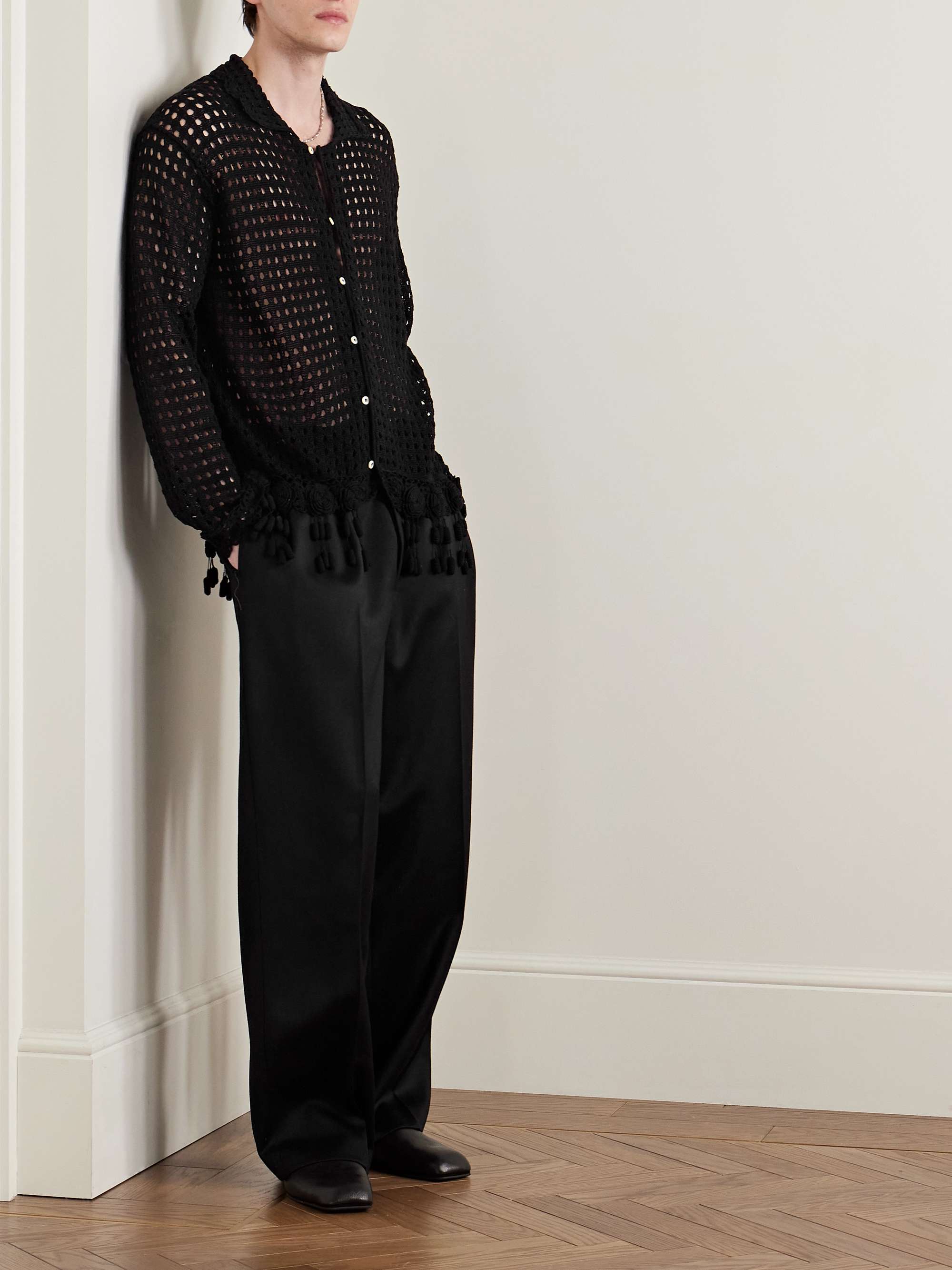 Blossom Tasselled Crocheted Pima Cotton Shirt view