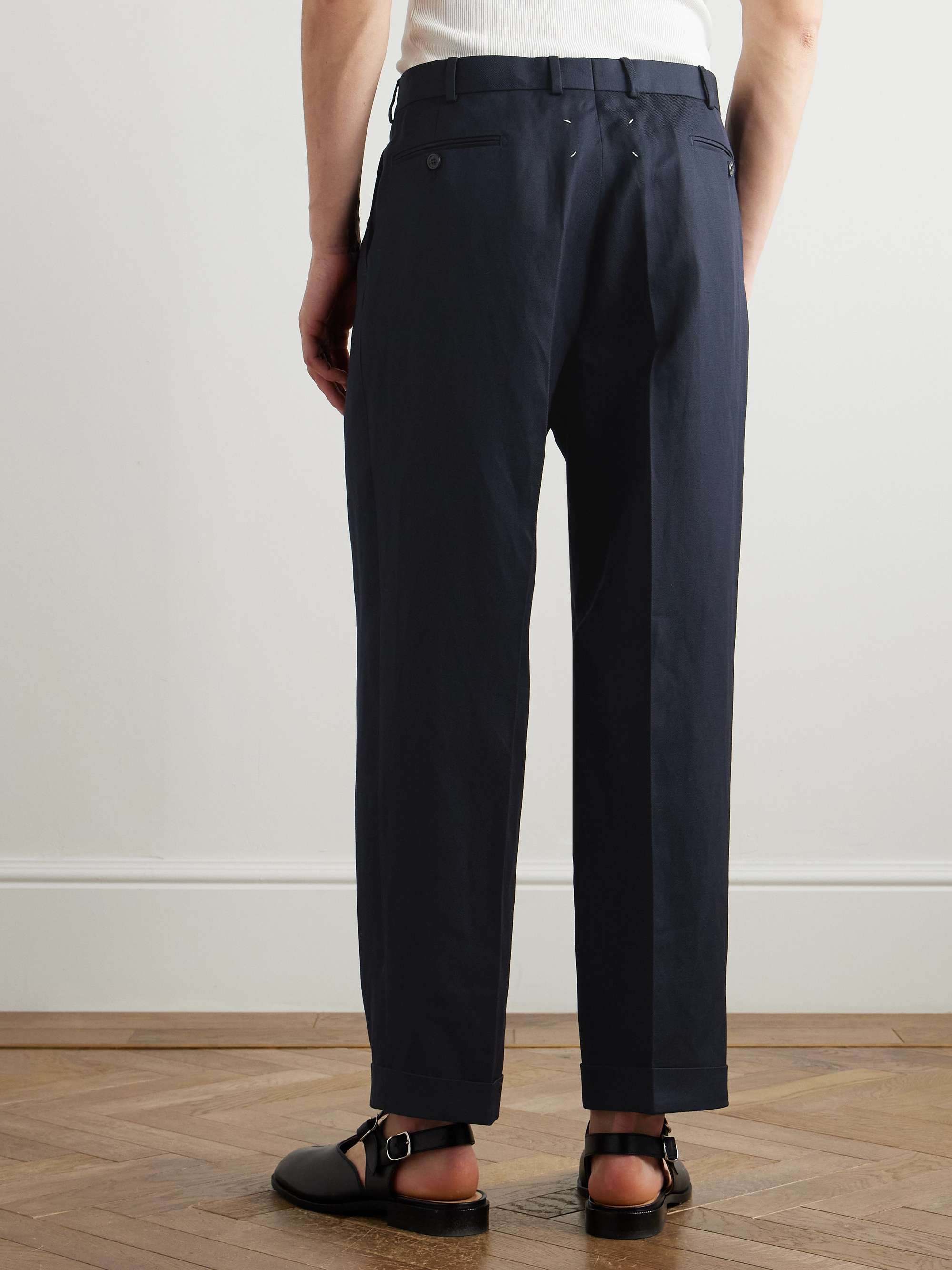 Straight-Leg Wool and Linen-Blend Trousers view