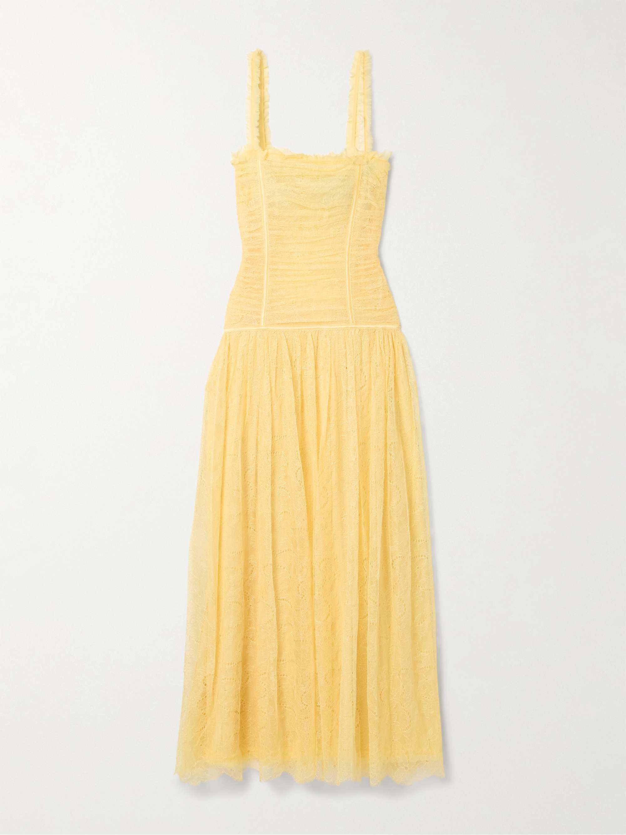 Florelle ruched Chantilly lace maxi dress view