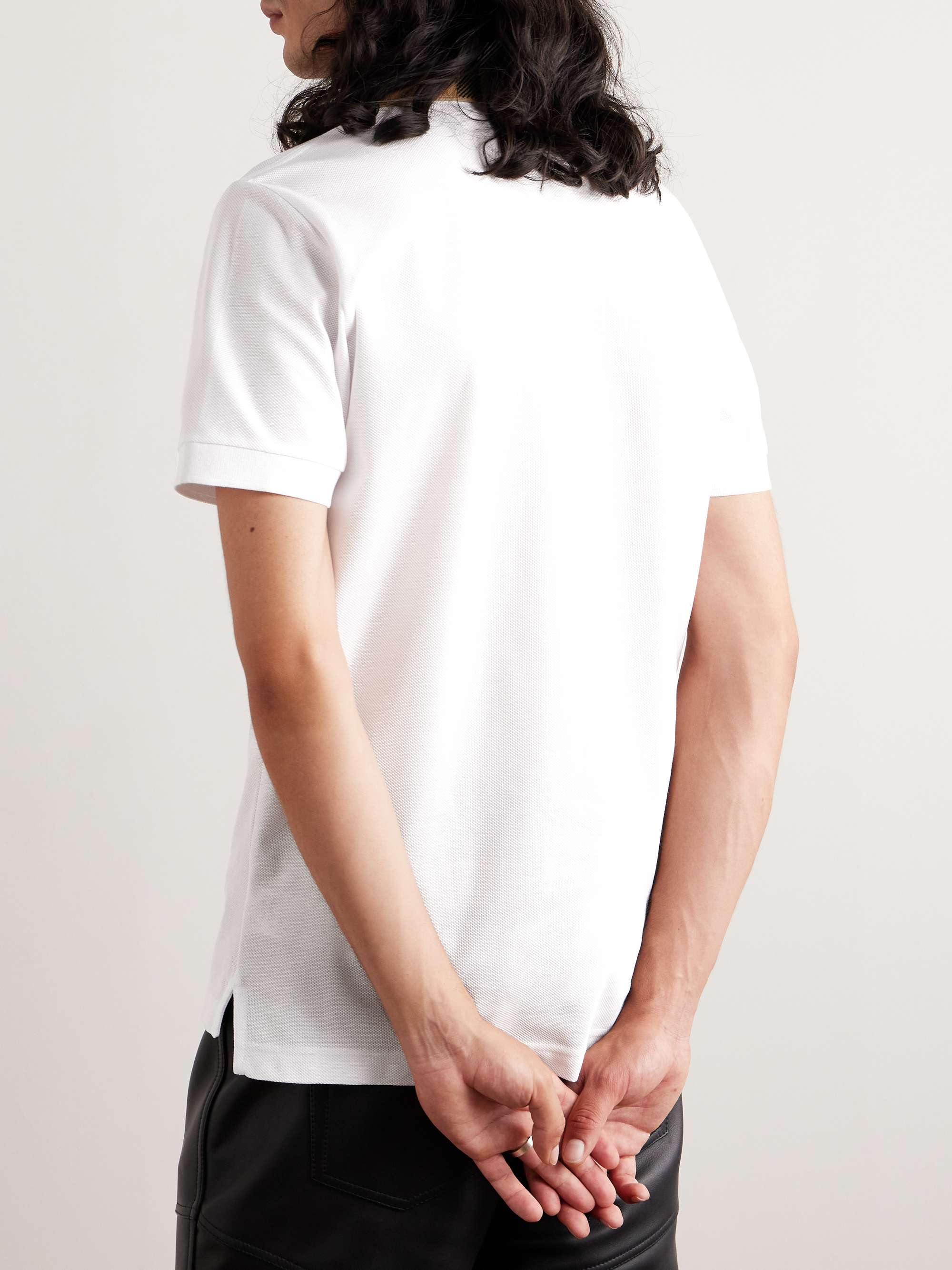 Slim-Fit Checked Cotton-Piqué Polo Shirt view