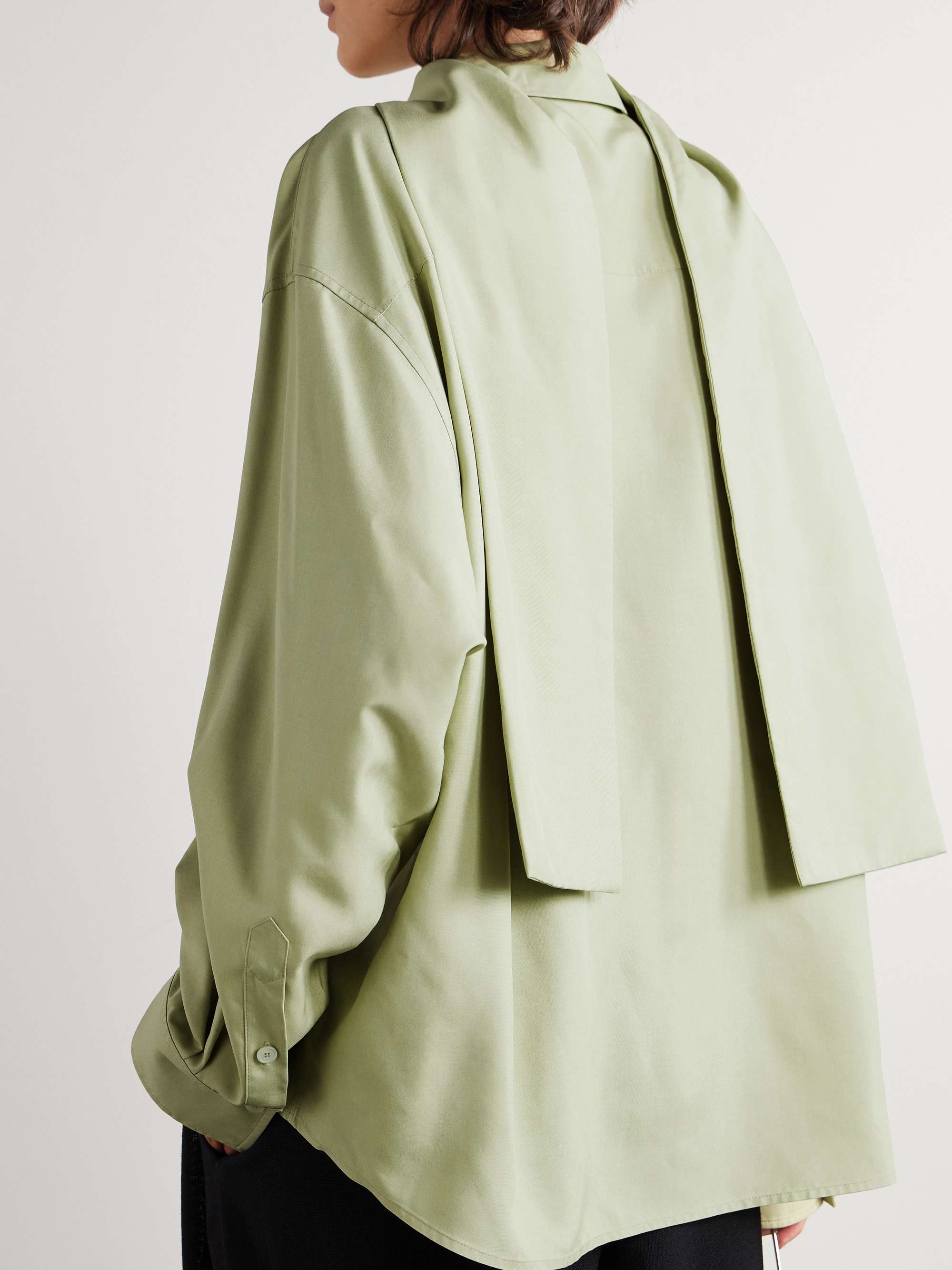 Scarf-detailed silk shirt view