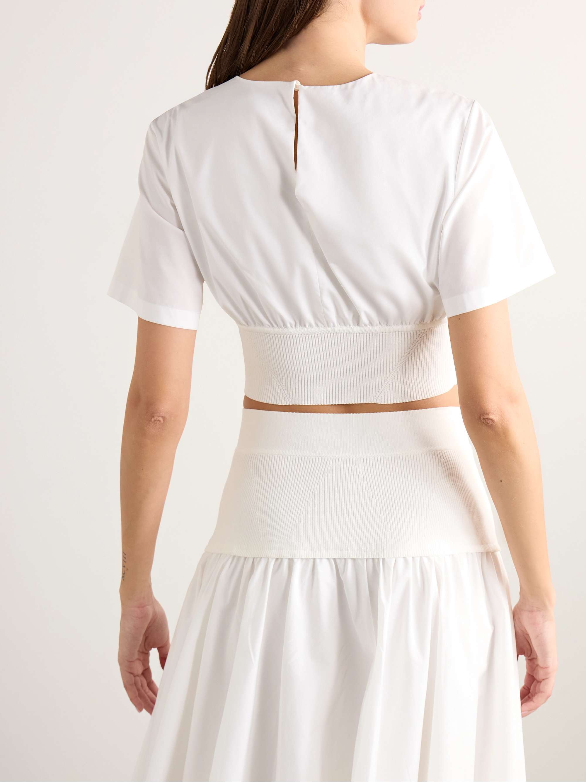 Adair cropped paneled cotton-blend poplin top view