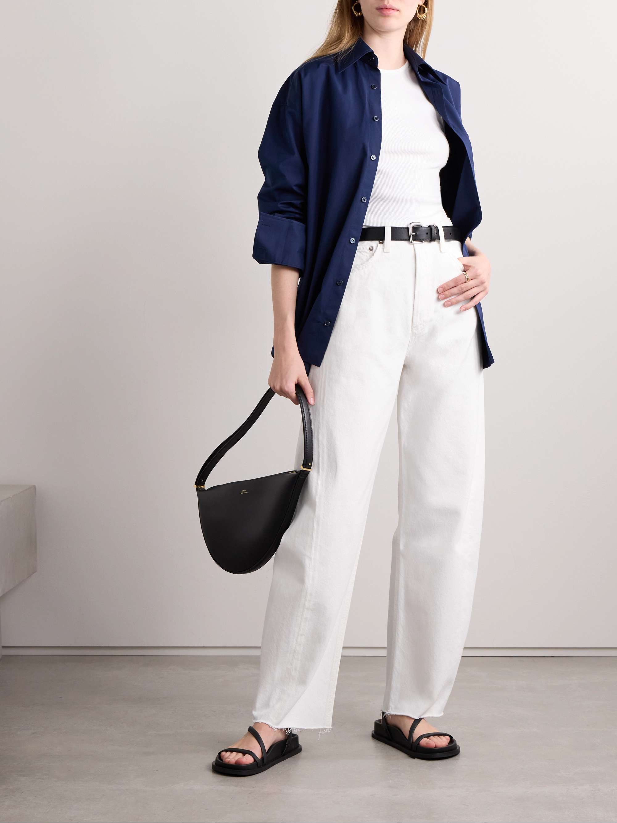 Luna frayed high-rise barrel-leg jeans view