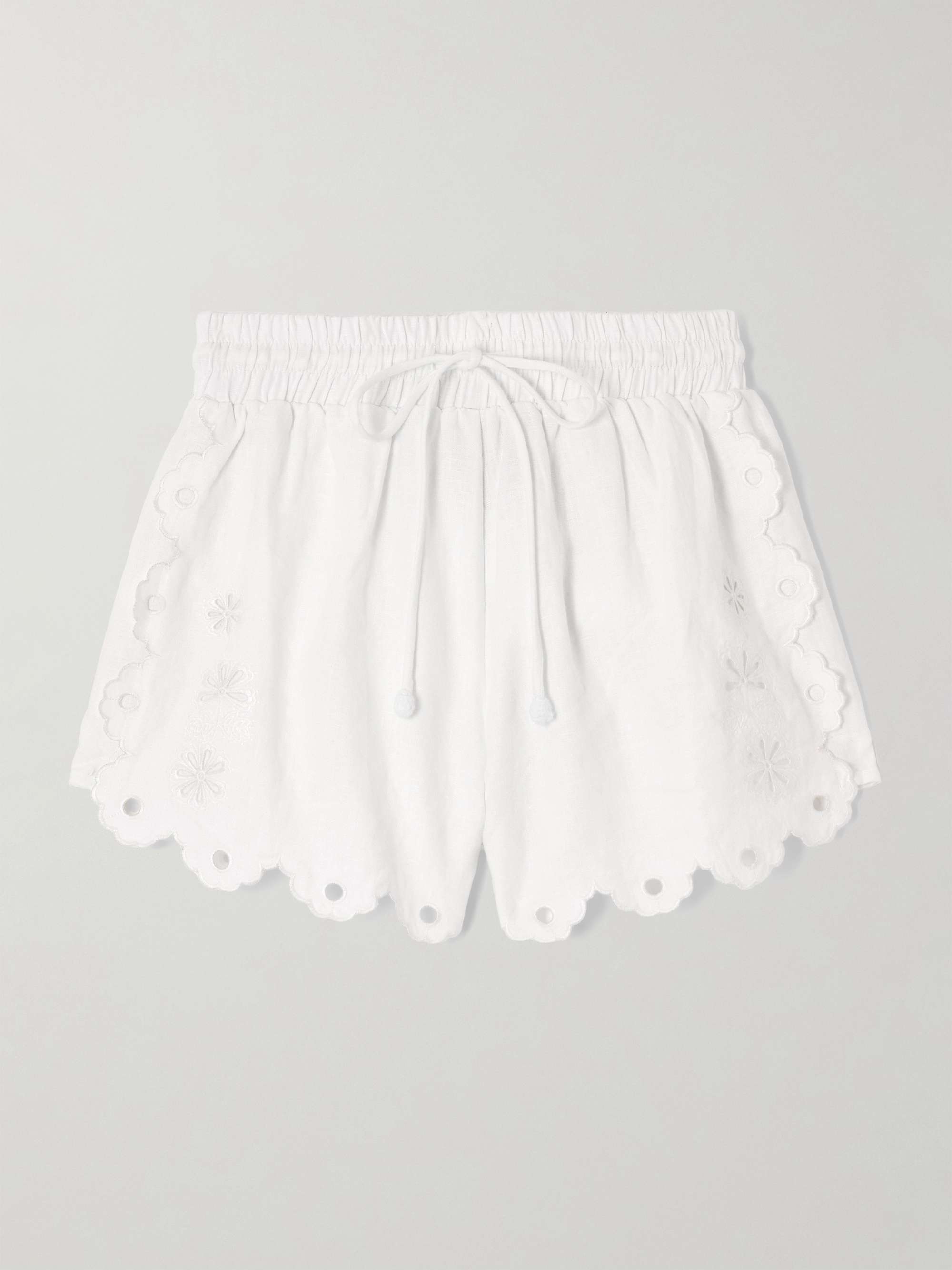 Flowers Richelieu scalloped broderie anglaise linen shorts view