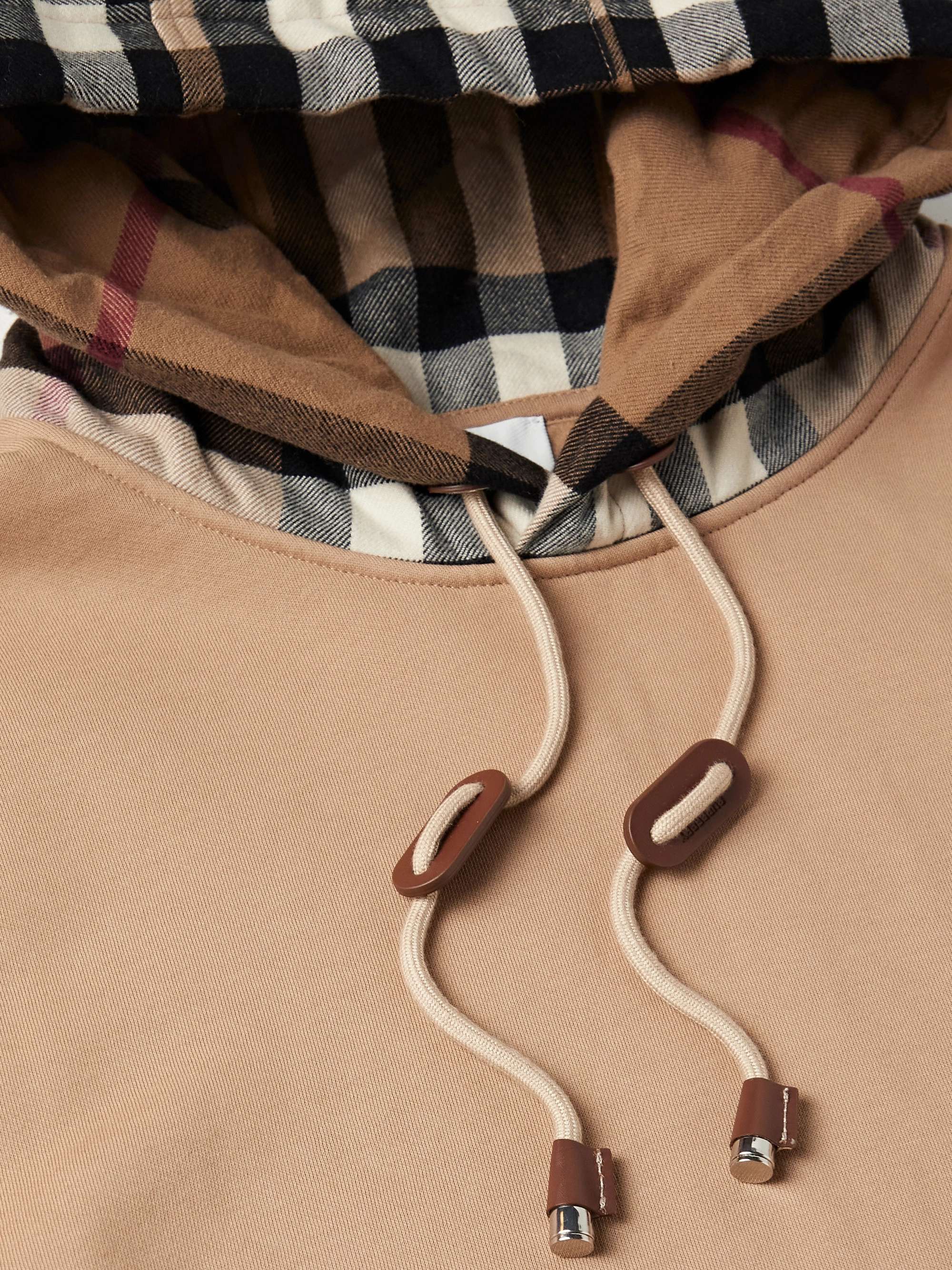 Checked Cotton-Blend Jersey Hoodie view