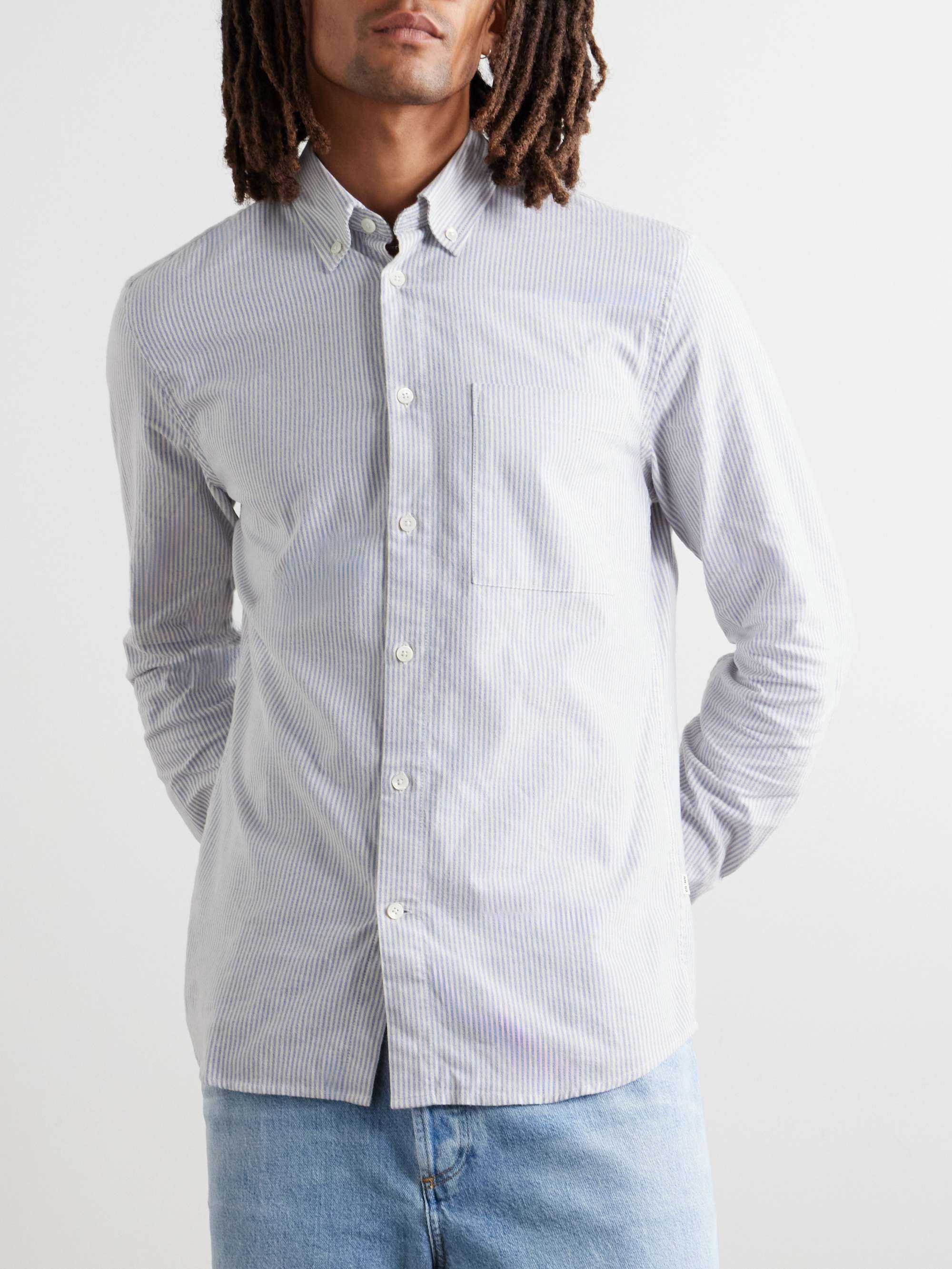 Arne 5032 Button-Down Collar Striped Cotton Oxford Shirt view