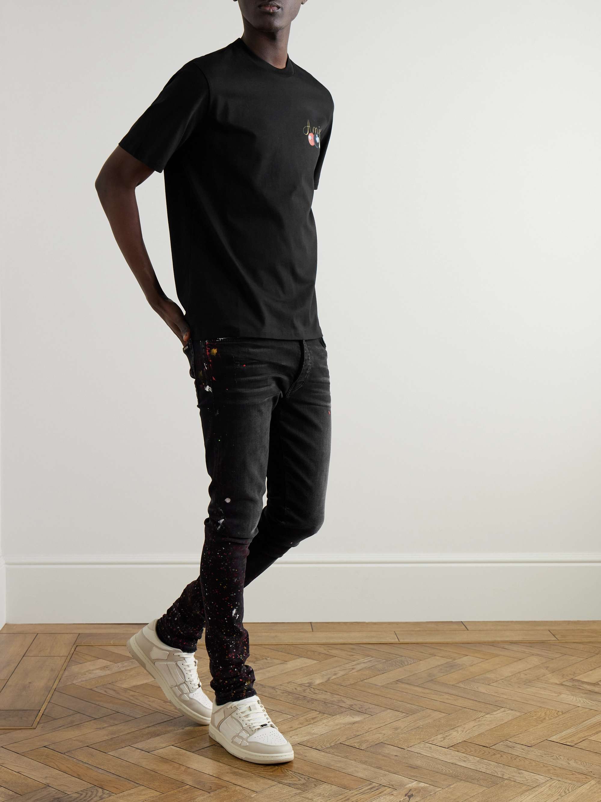 Skinny-Fit Paint-Splattered Jeans view