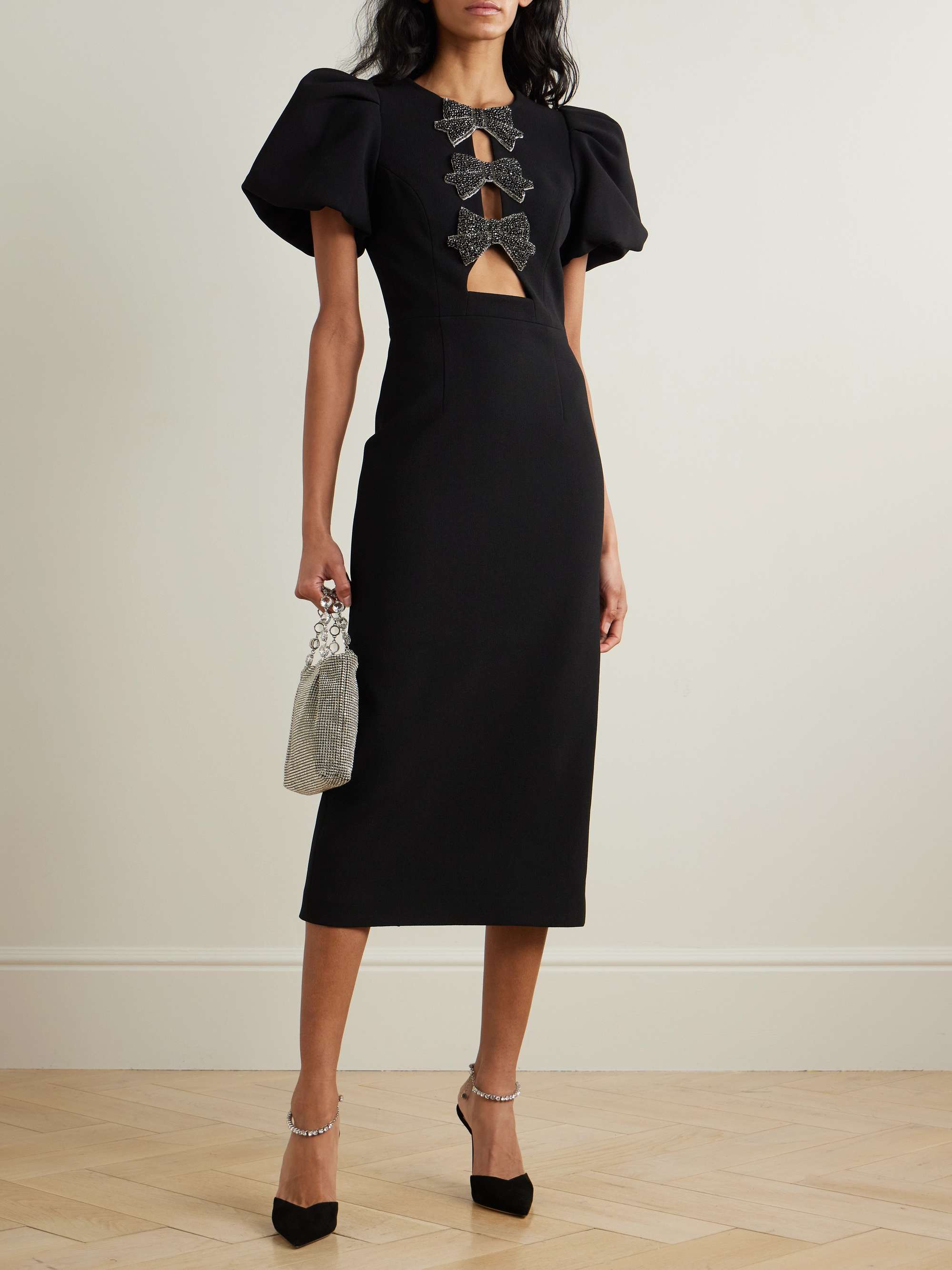 Eliana cutout embellished cady midi dress view
