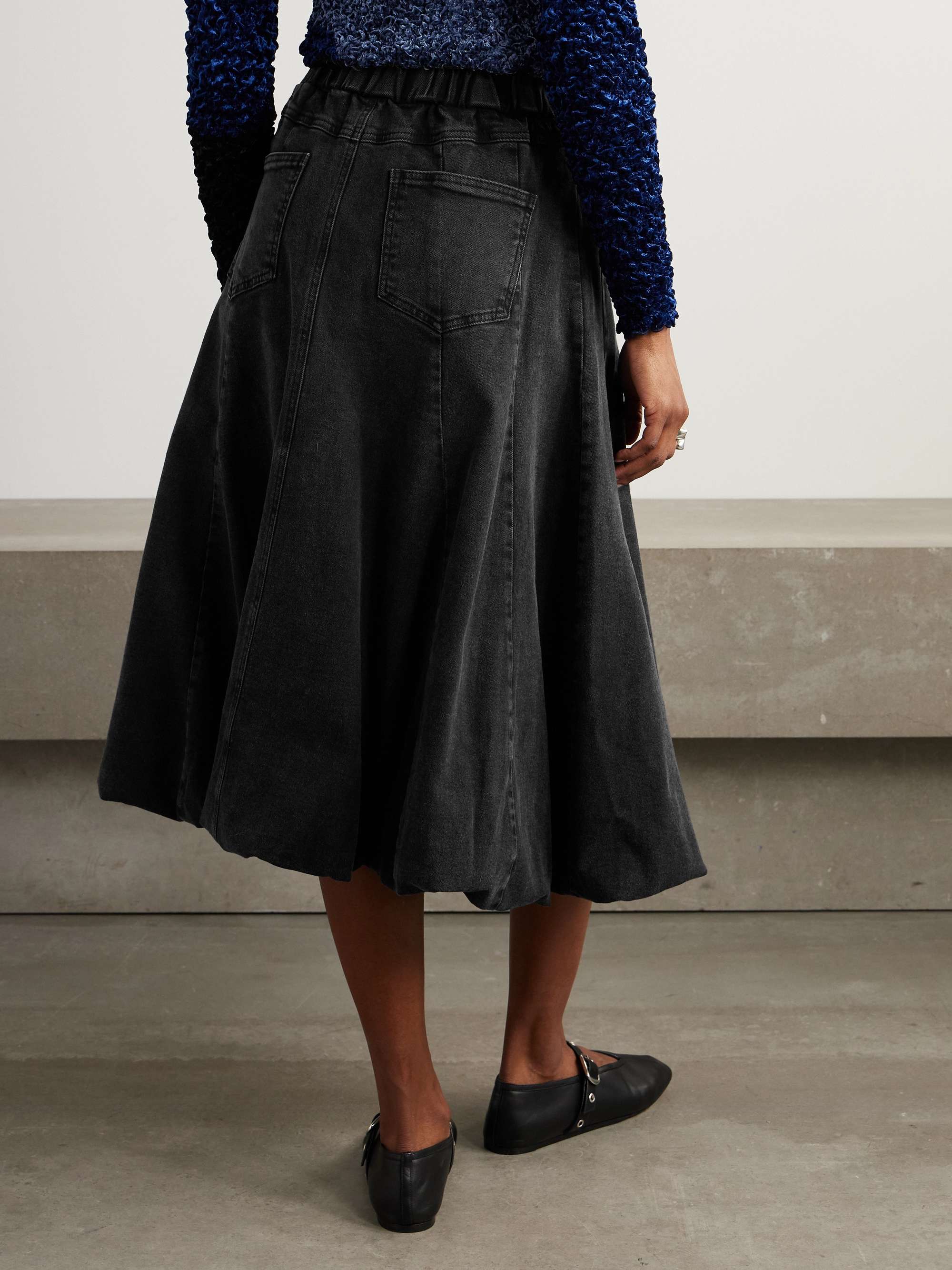 Elle paneled denim midi skirt view