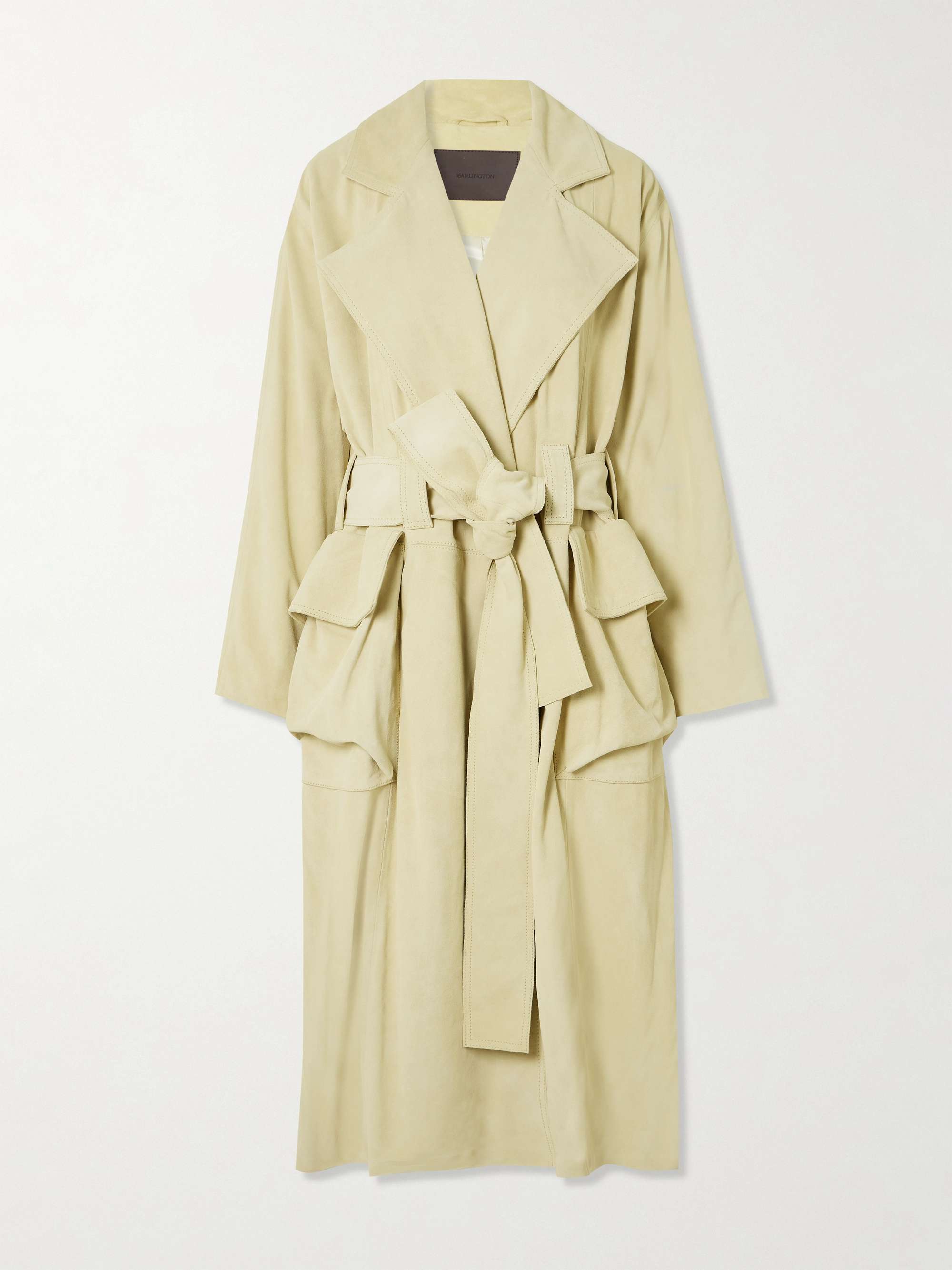 Cinzia belted suede trench coat view