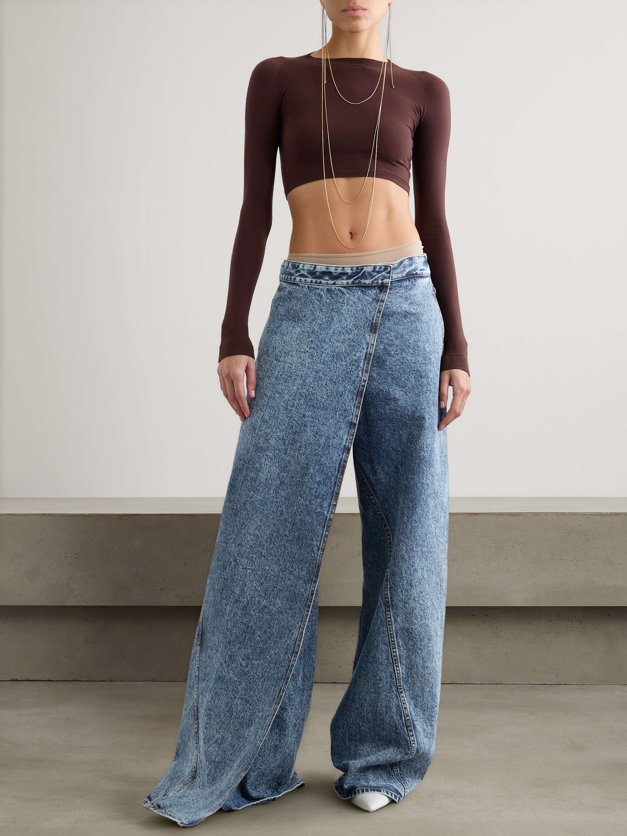 Asymmetric wide-leg jeans view