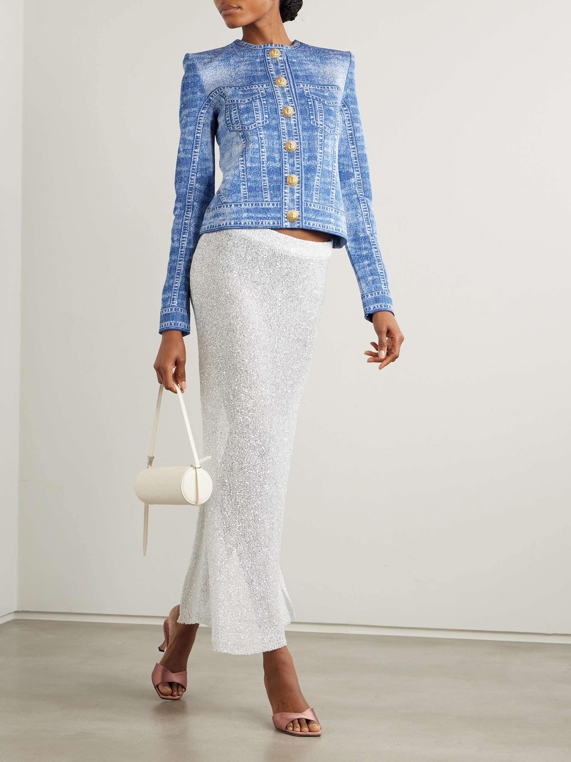 Trompe l'oeil jacquard-knit cardigan view
