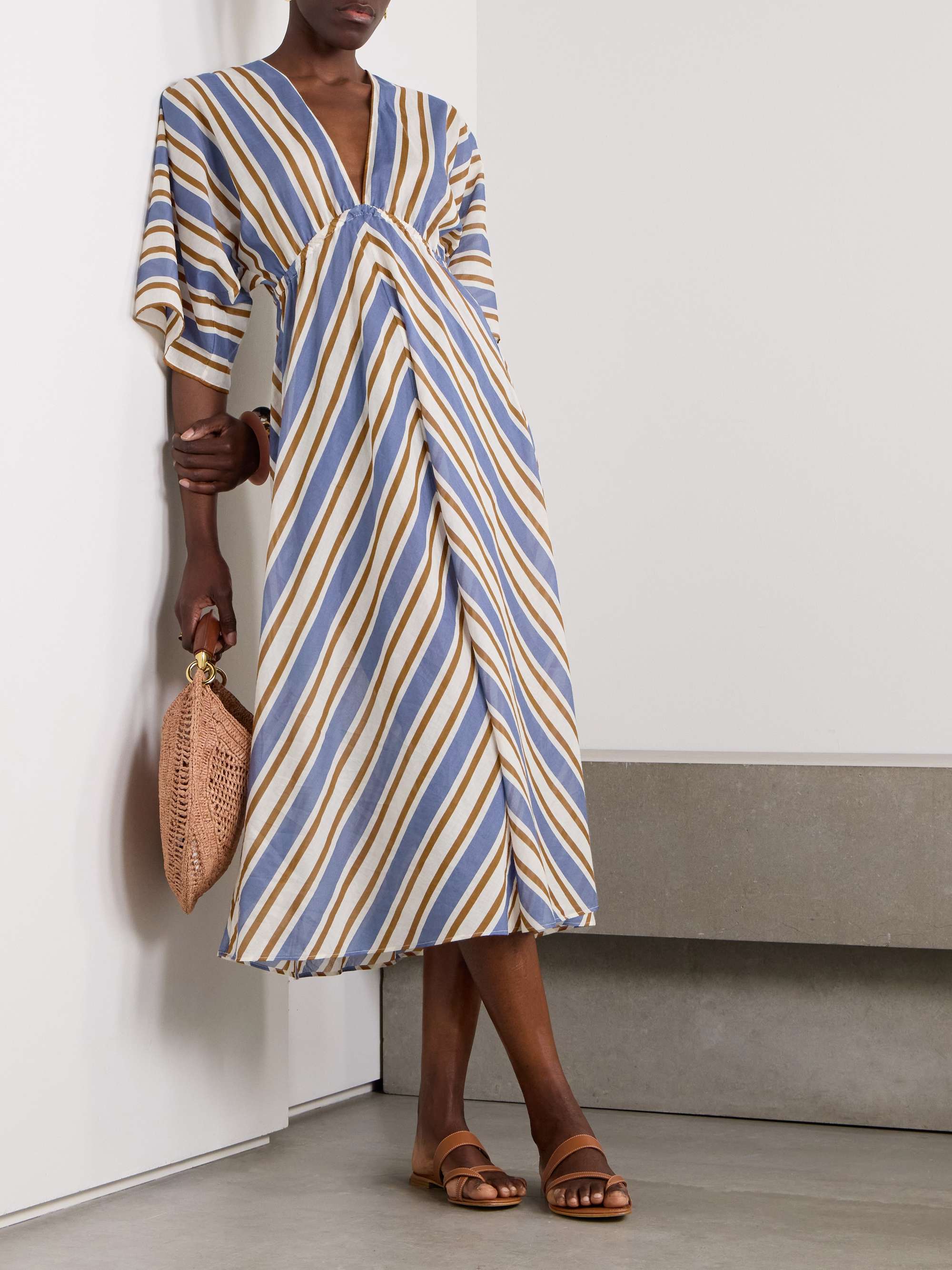 Sailor Summer striped cotton-voile kaftan view
