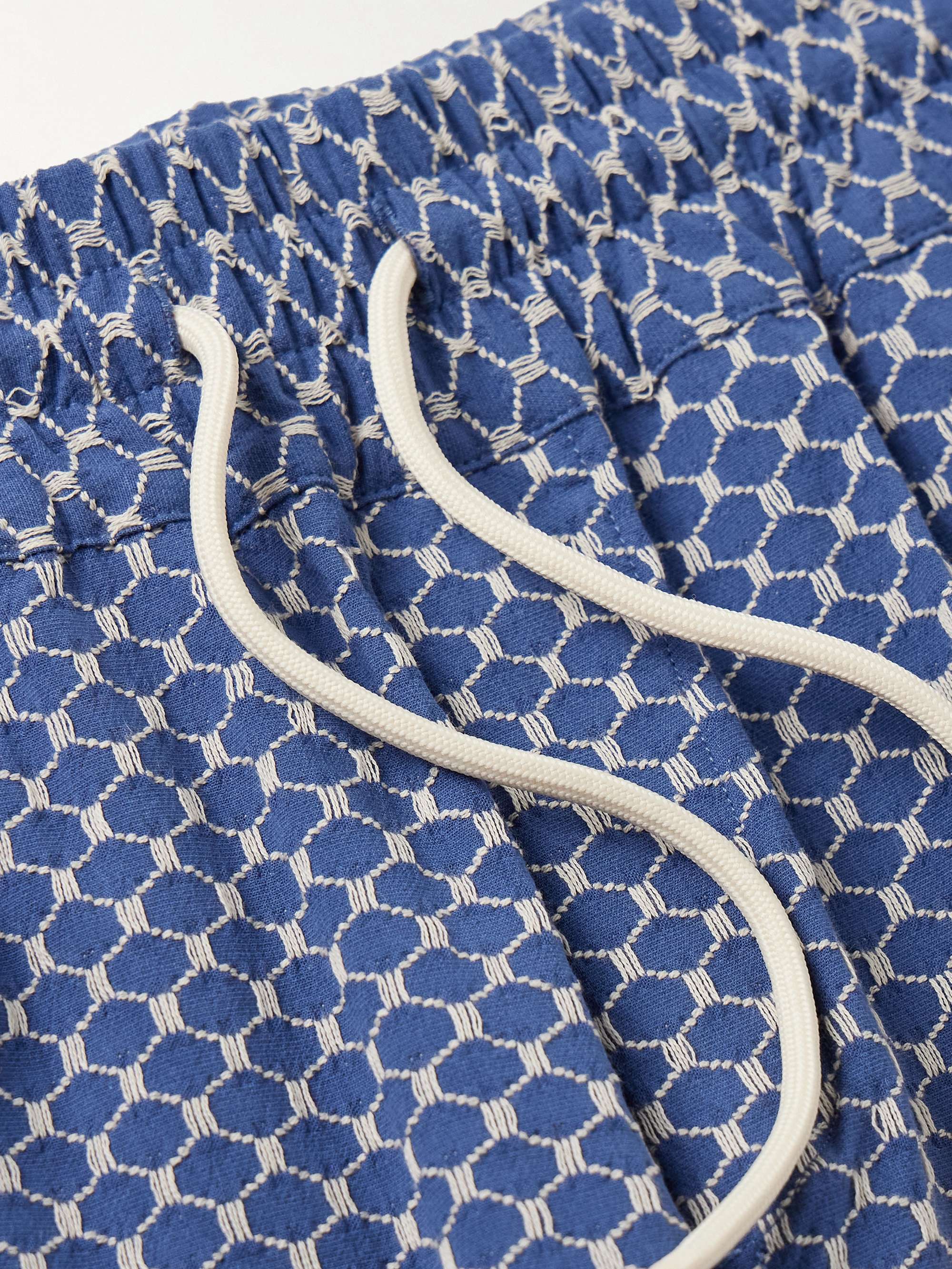 Straight-Leg Organic Cotton-Blend Jacquard Drawstring Shorts view
