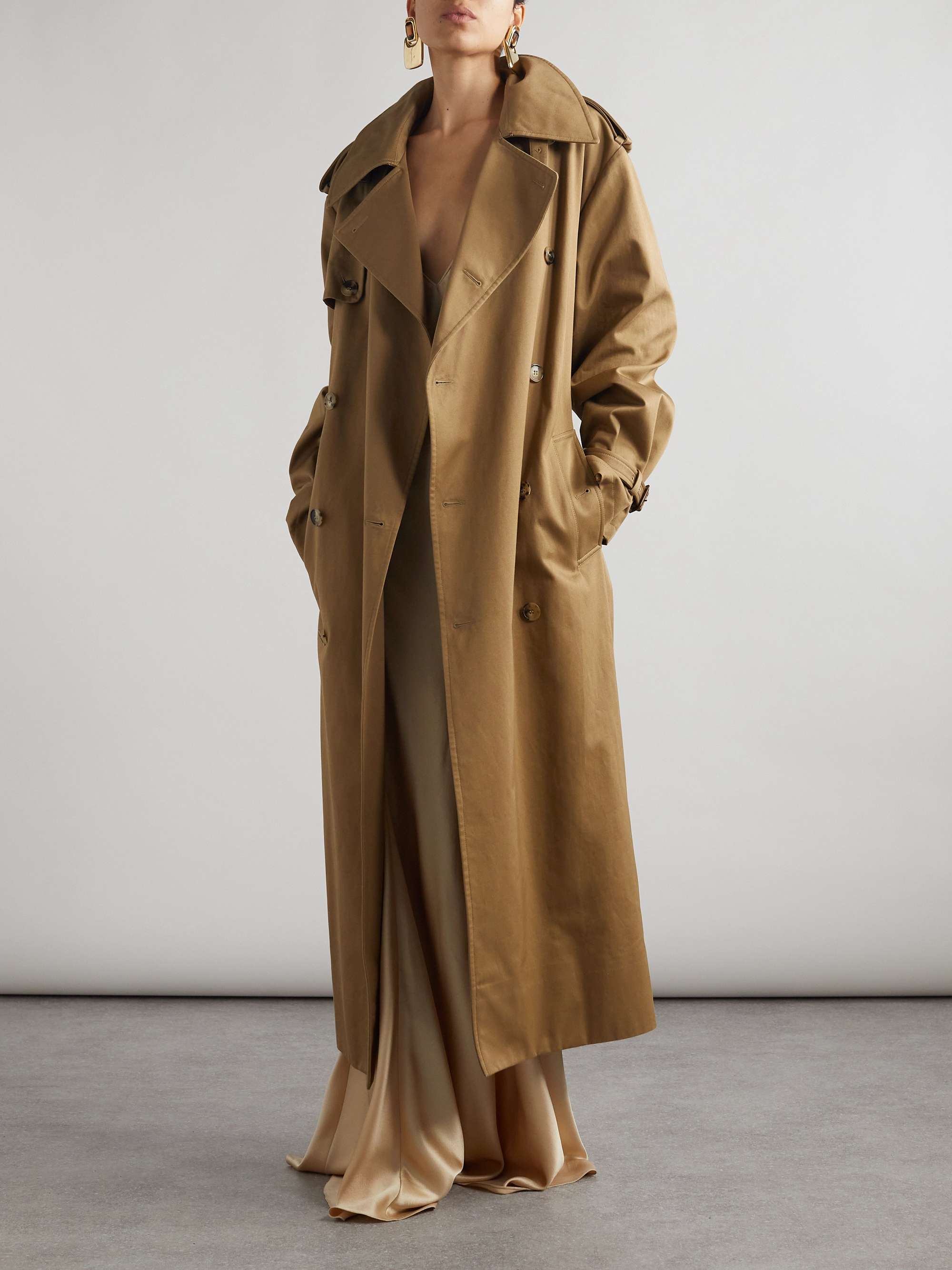 Oversized belted cotton-twill trench coat view