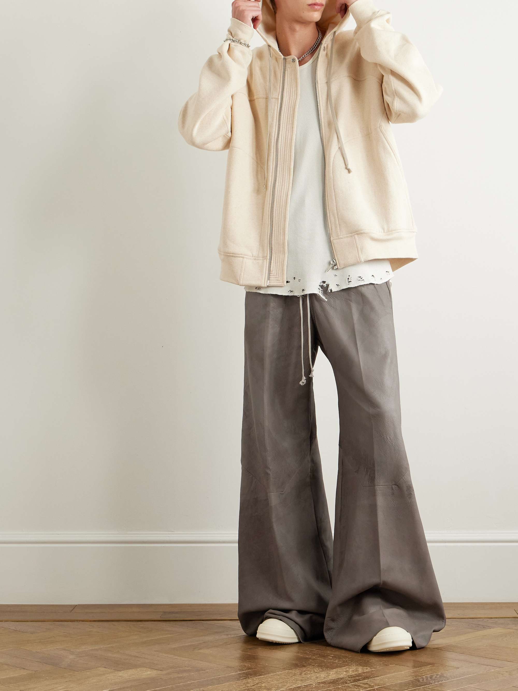 Bella Wide-Leg Leather Drawstring Trousers view