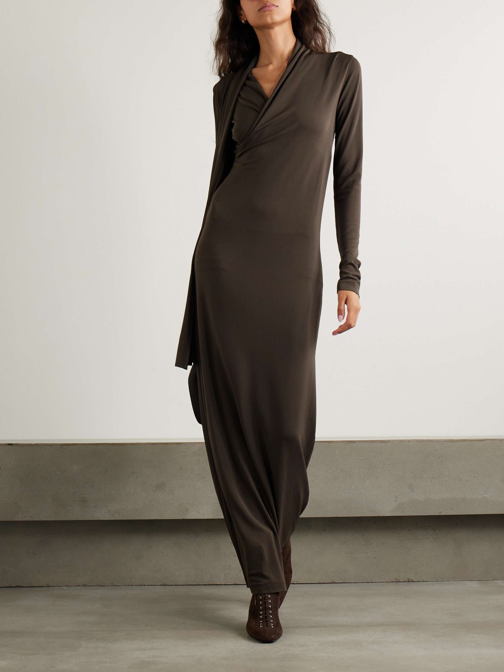 Wrap-effect draped stretch-jersey maxi dress view