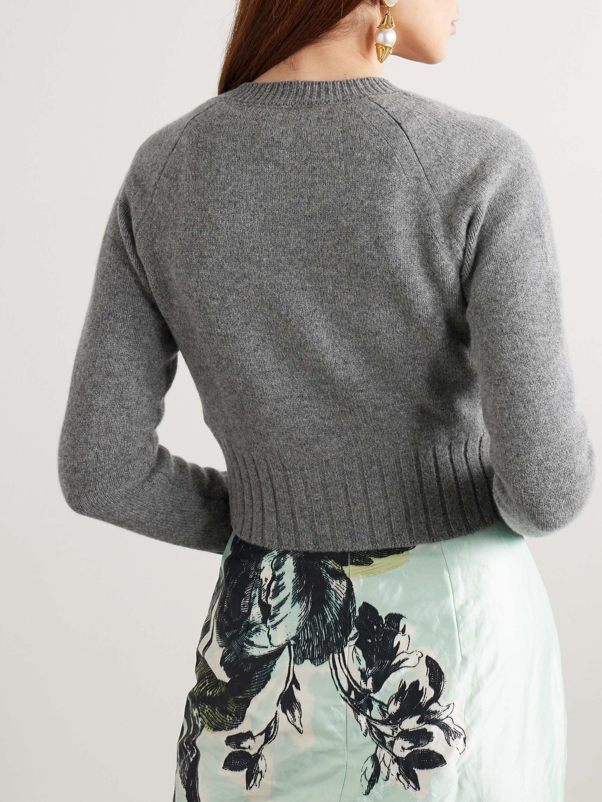 Cropped appliquéd wool cardigan view
