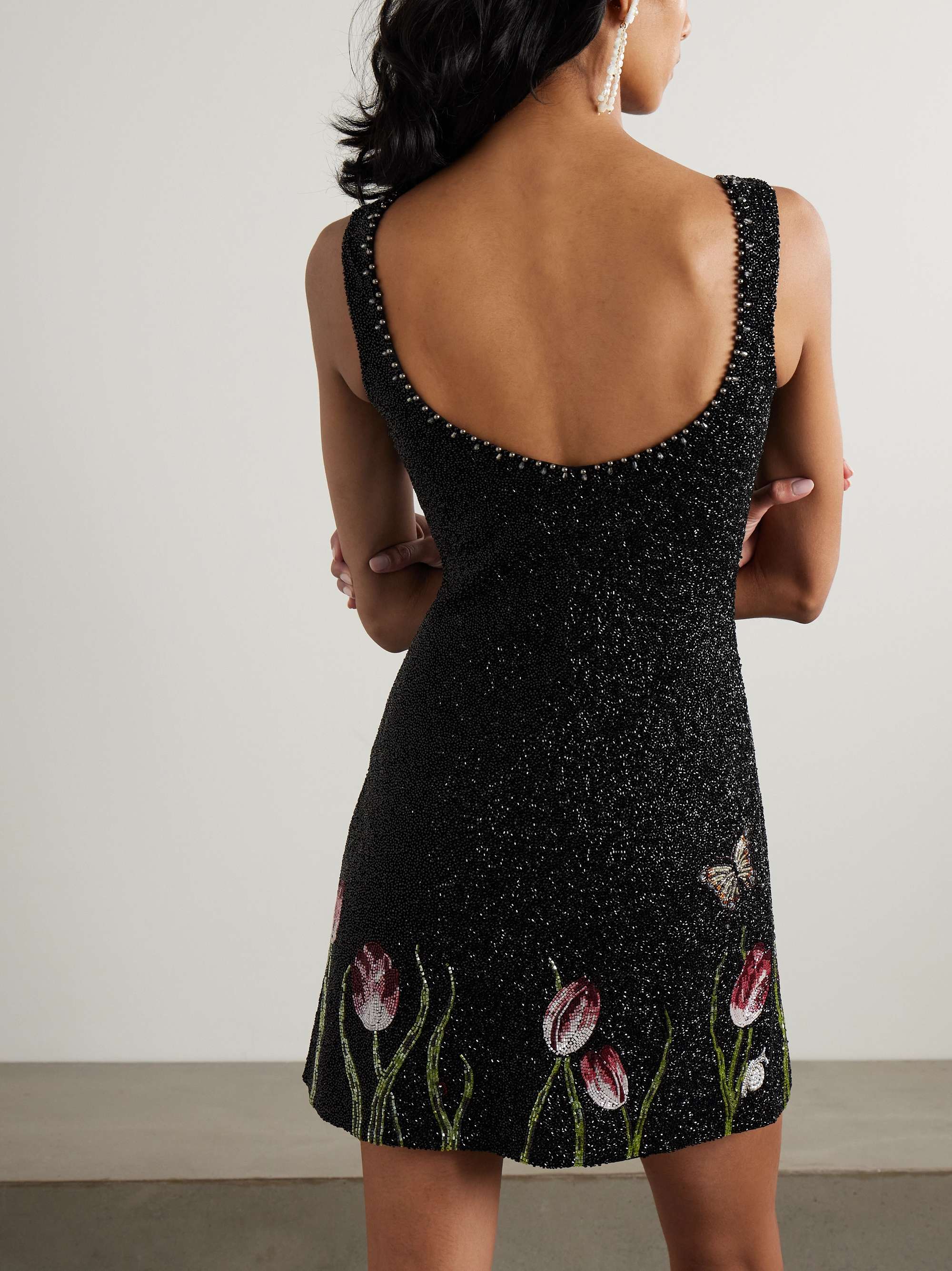 Tulip bead-embellished stretch-tulle mini dress view