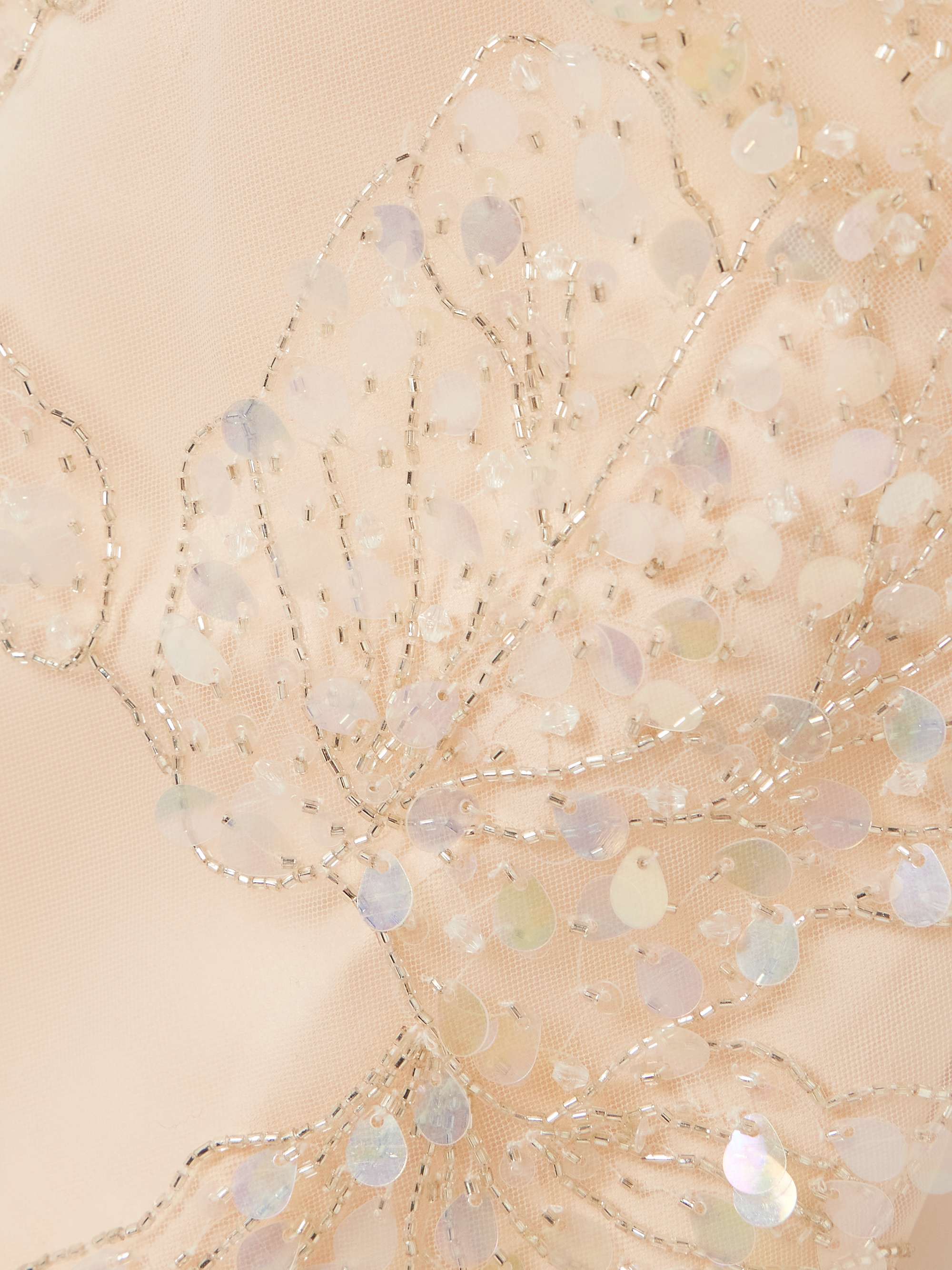 Iridescence ruffled beaded tulle mini dress view