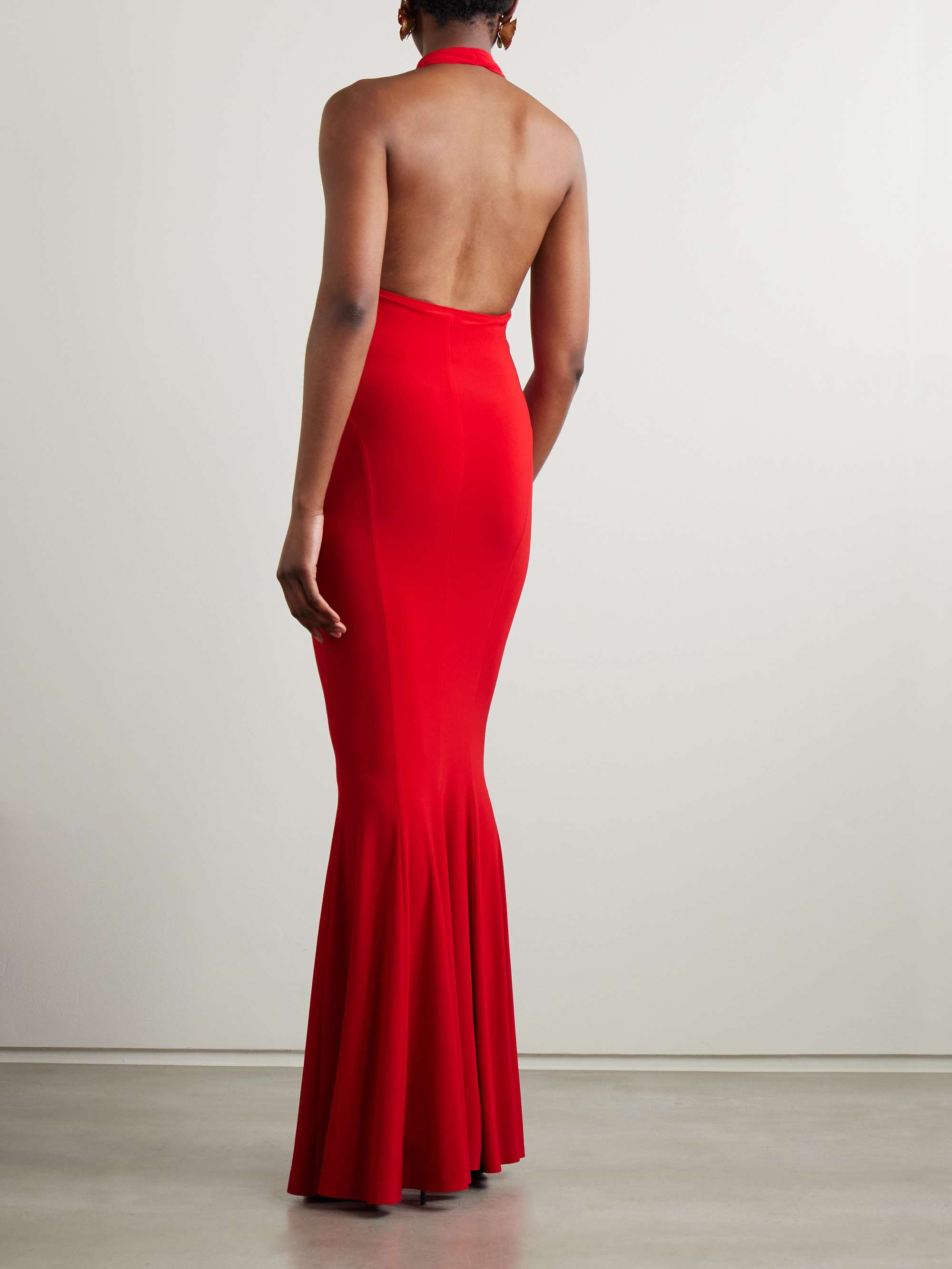 Cutout jersey halterneck gown view