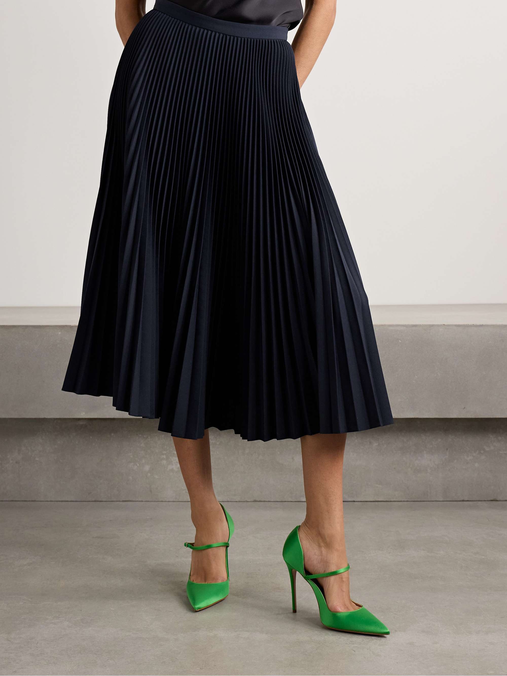Plissé-twill midi skirt view