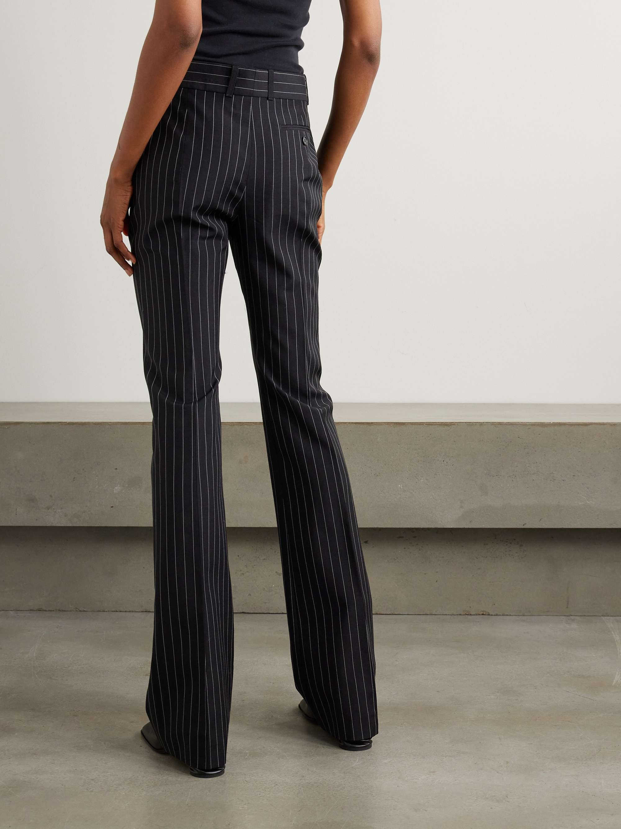 Pinstriped wool and mohair-blend flared pants view