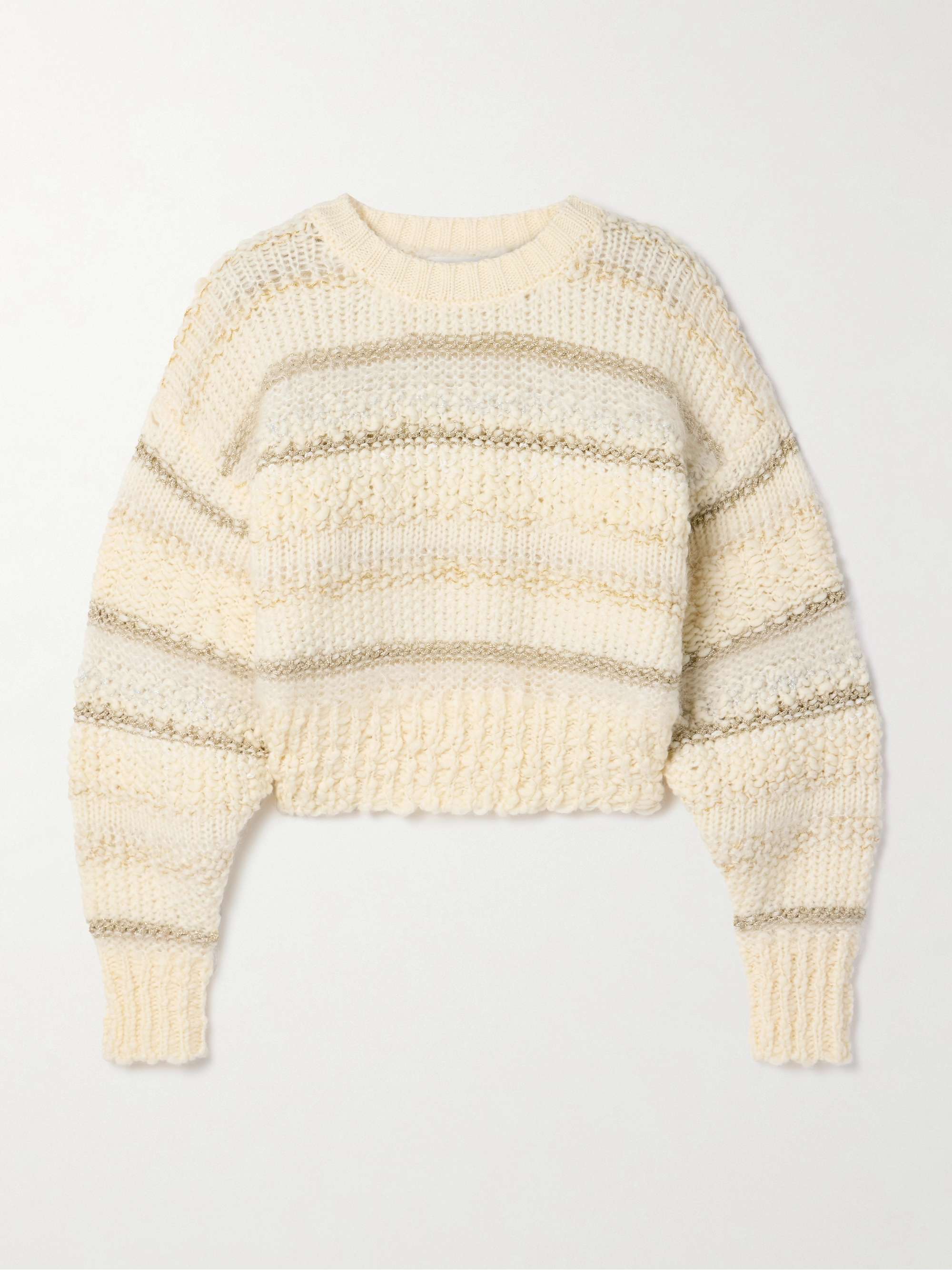 Cropped metallic striped wool-blend sweater view