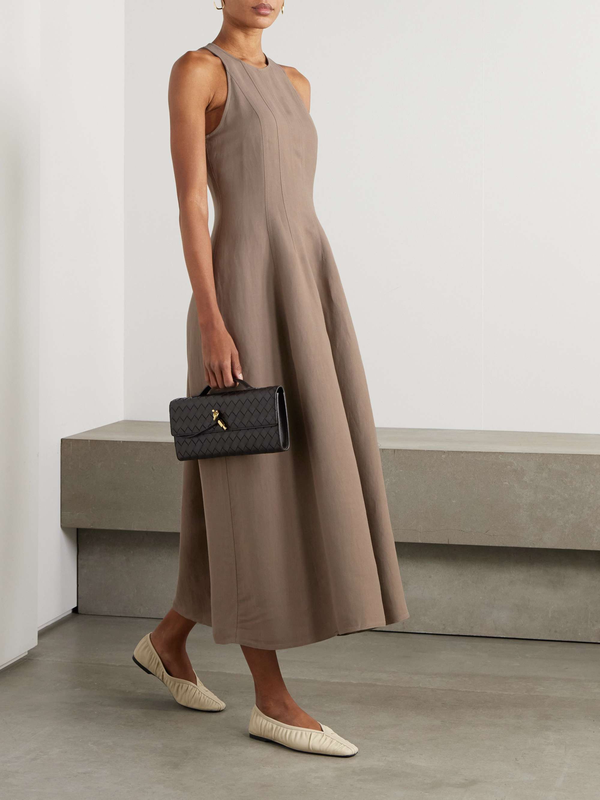 Paneled twill midi dress view