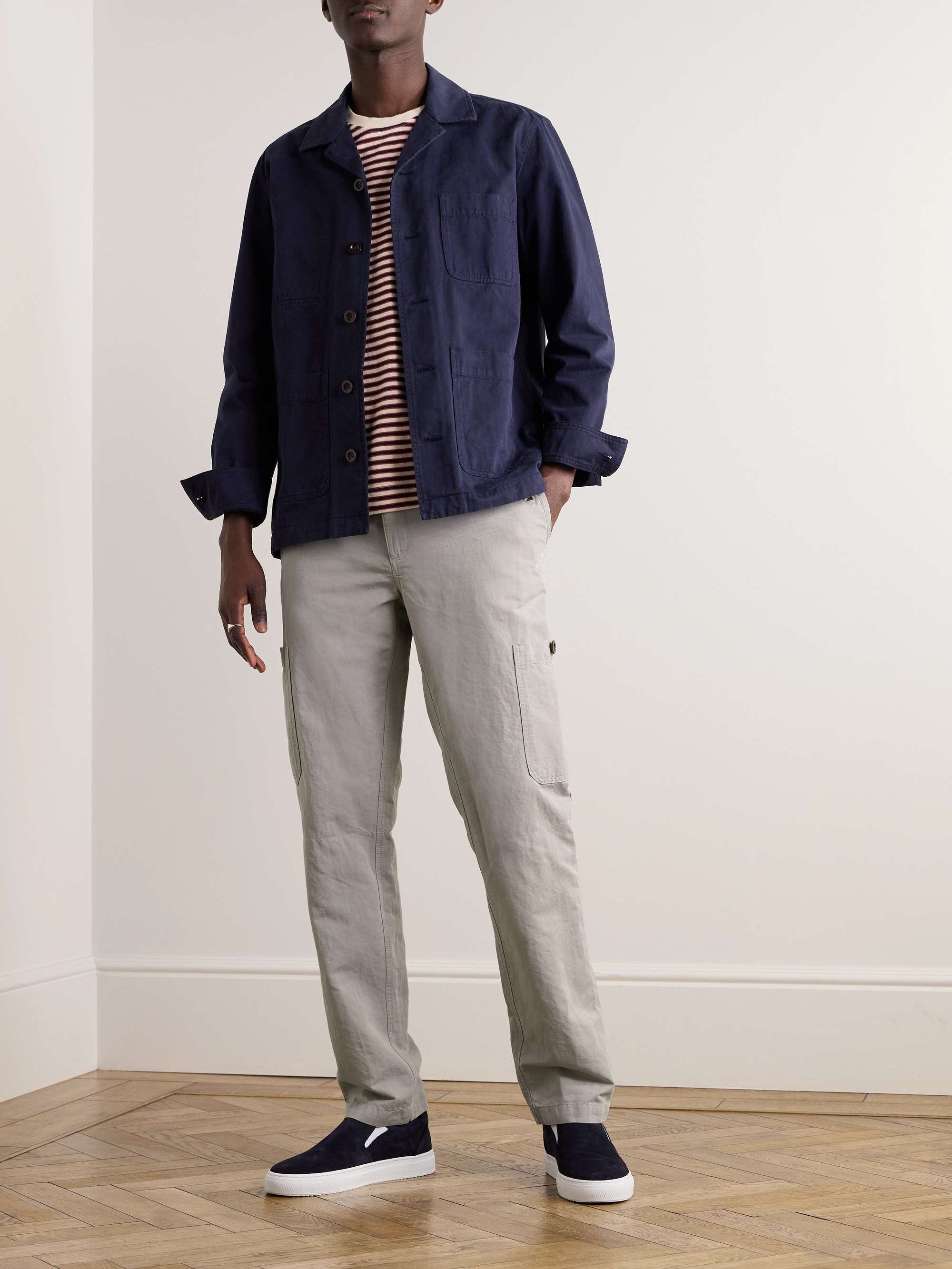 Samuel Straight-Leg Garment-Dyed Cotton-Twill Cargo Trousers view