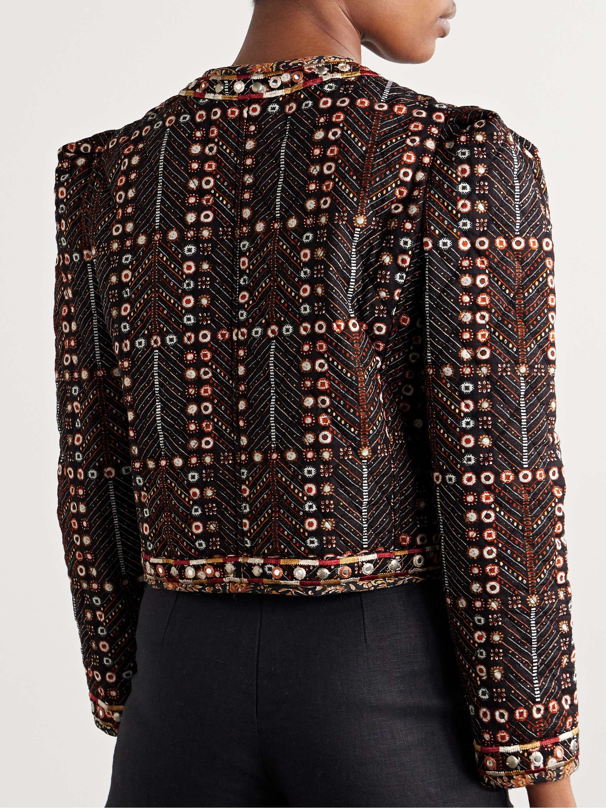 Christy embellished quilted printed cotton-voile jacket view