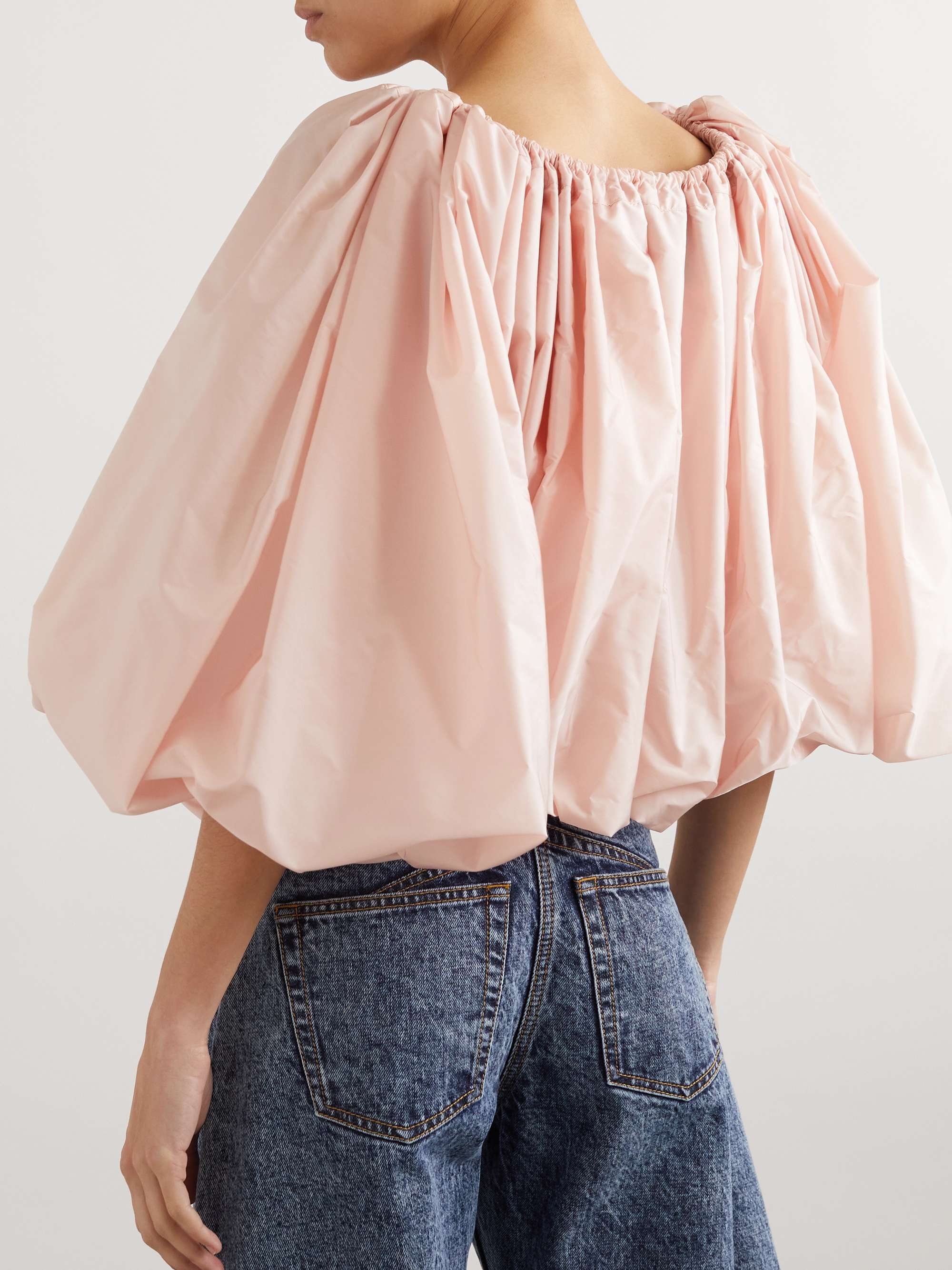 Cropped gathered taffeta blouse view