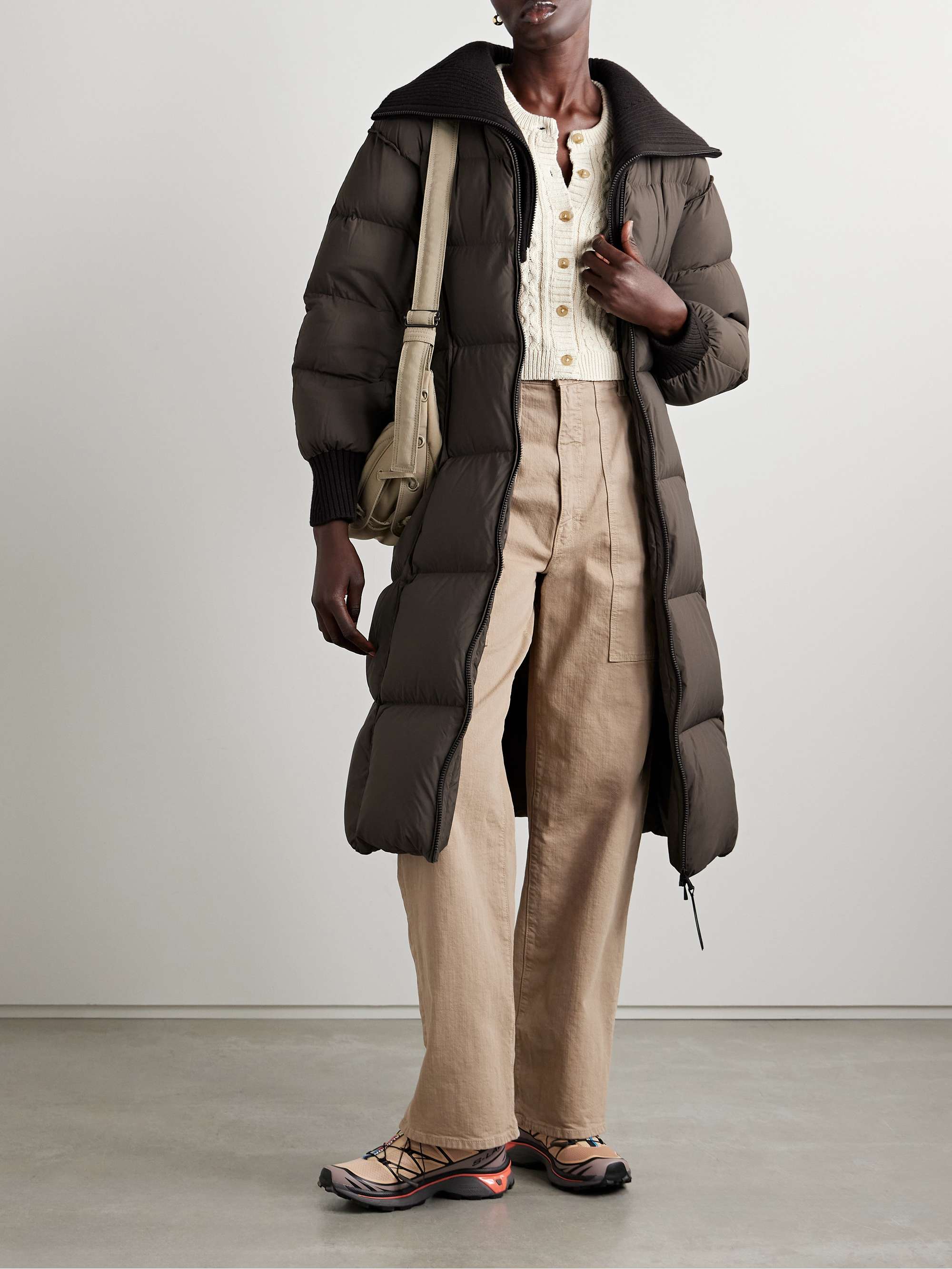 Brerelle ribbed-knit trimmed quilted shell down coat view