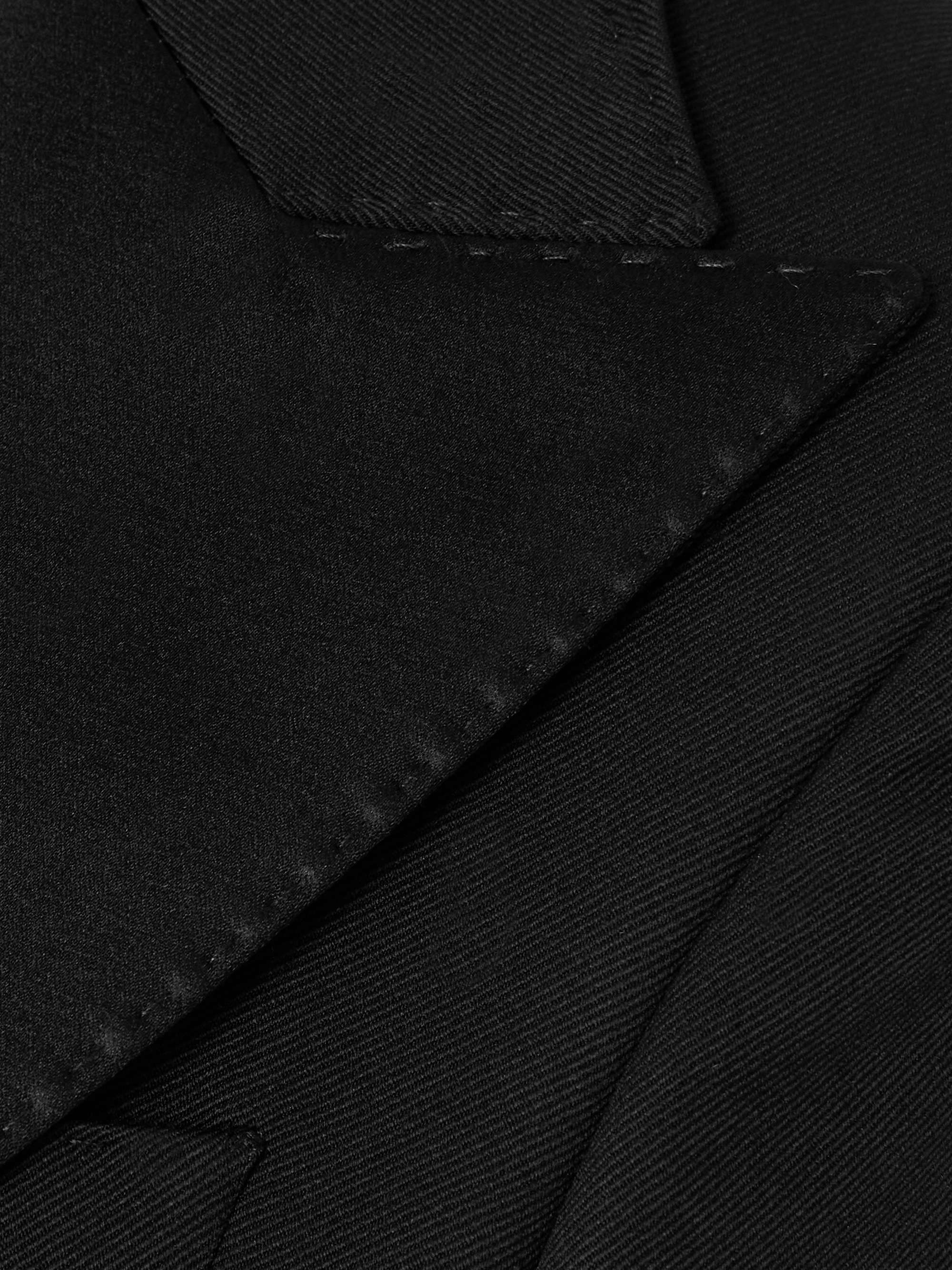 Convertible cropped wool-blend twill and silk blazer view