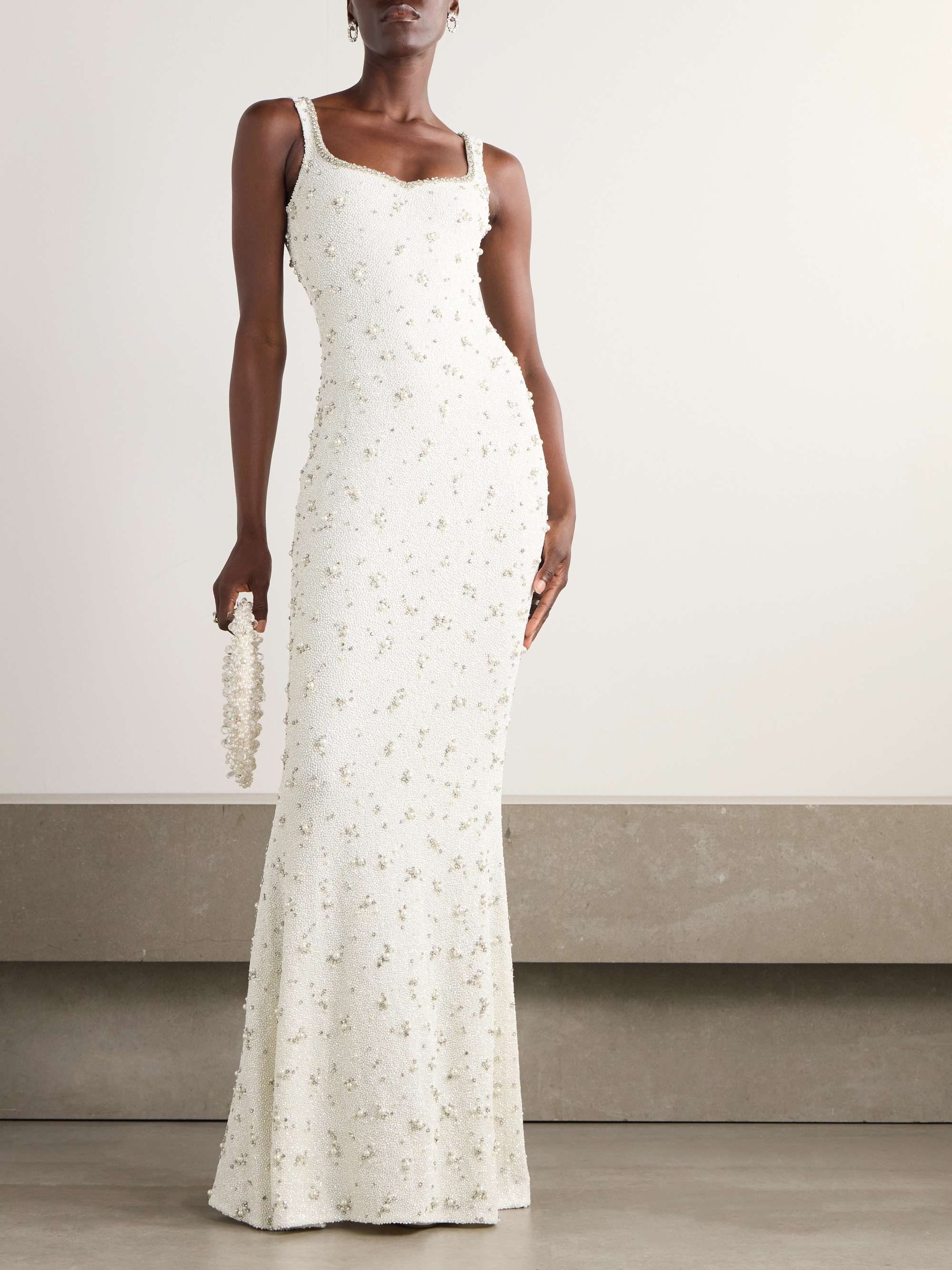 Embellished stretch-tulle gown view