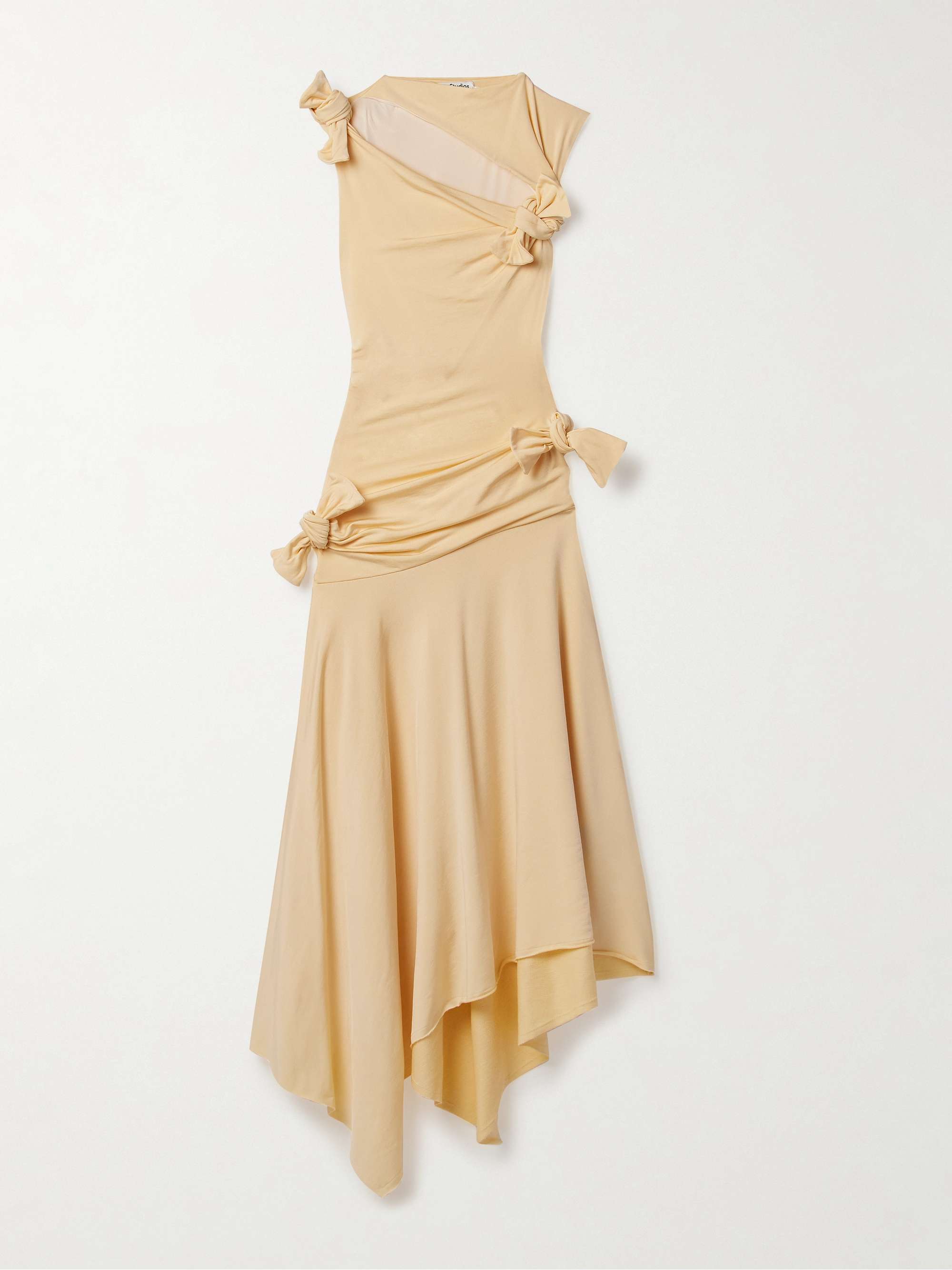 Asymmetric knotted cutout stretch-crepe midi dress view