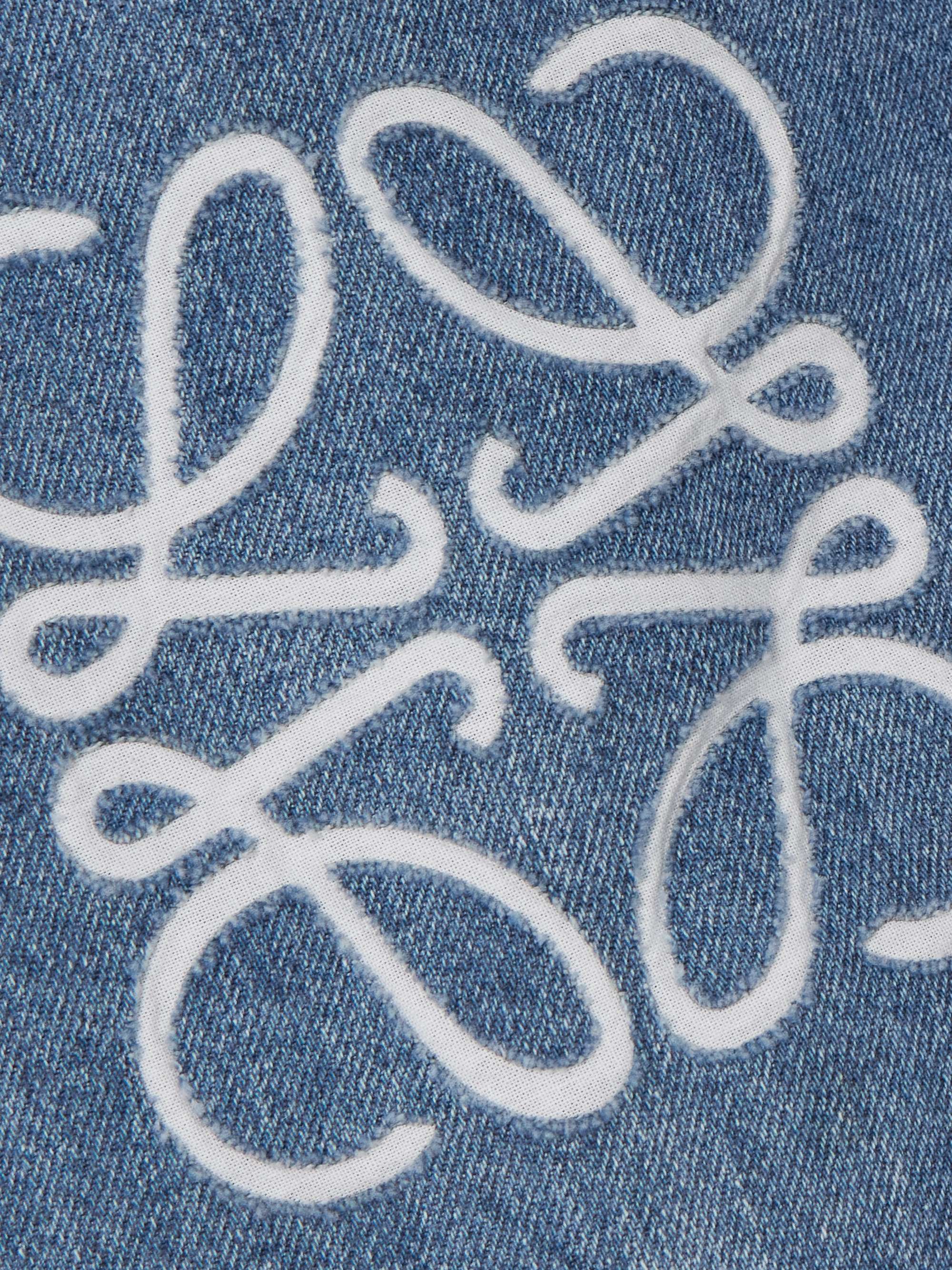Hooded cropped appliquéd denim shirt view