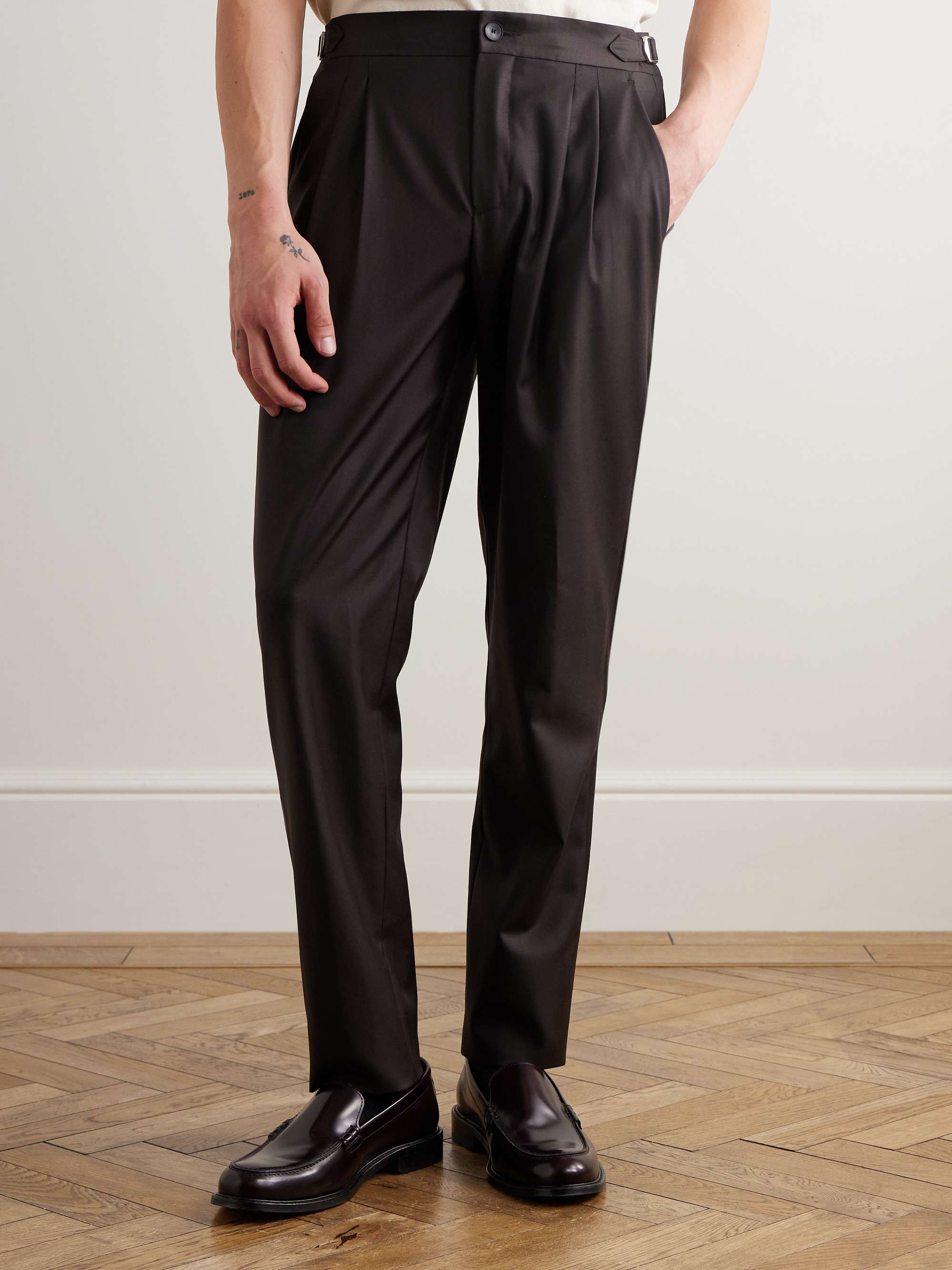Steve Tapered Pleated Wool-Twill Suit Trousers view