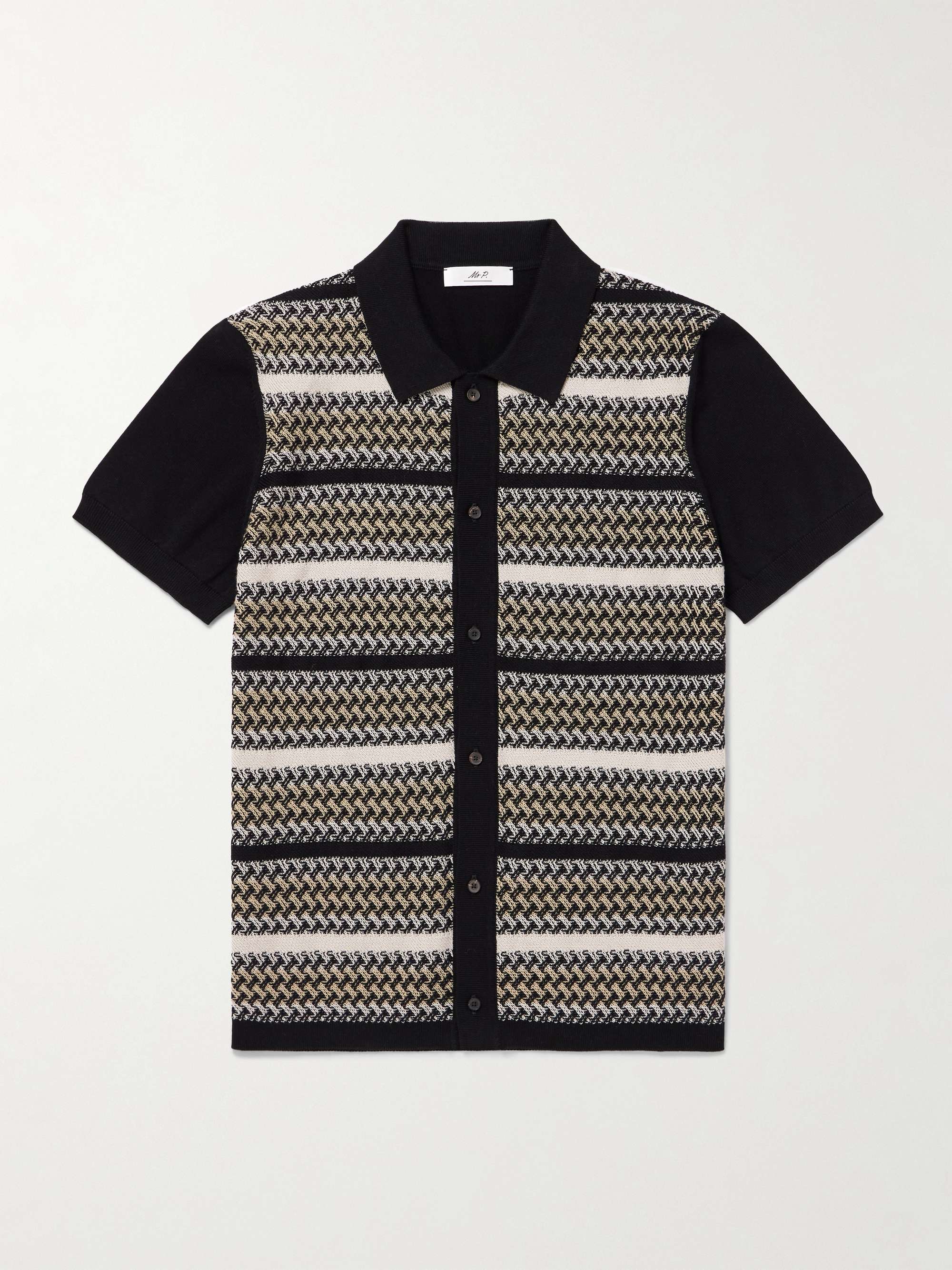 Striped Jacquard-Knit Organic Cotton Shirt view