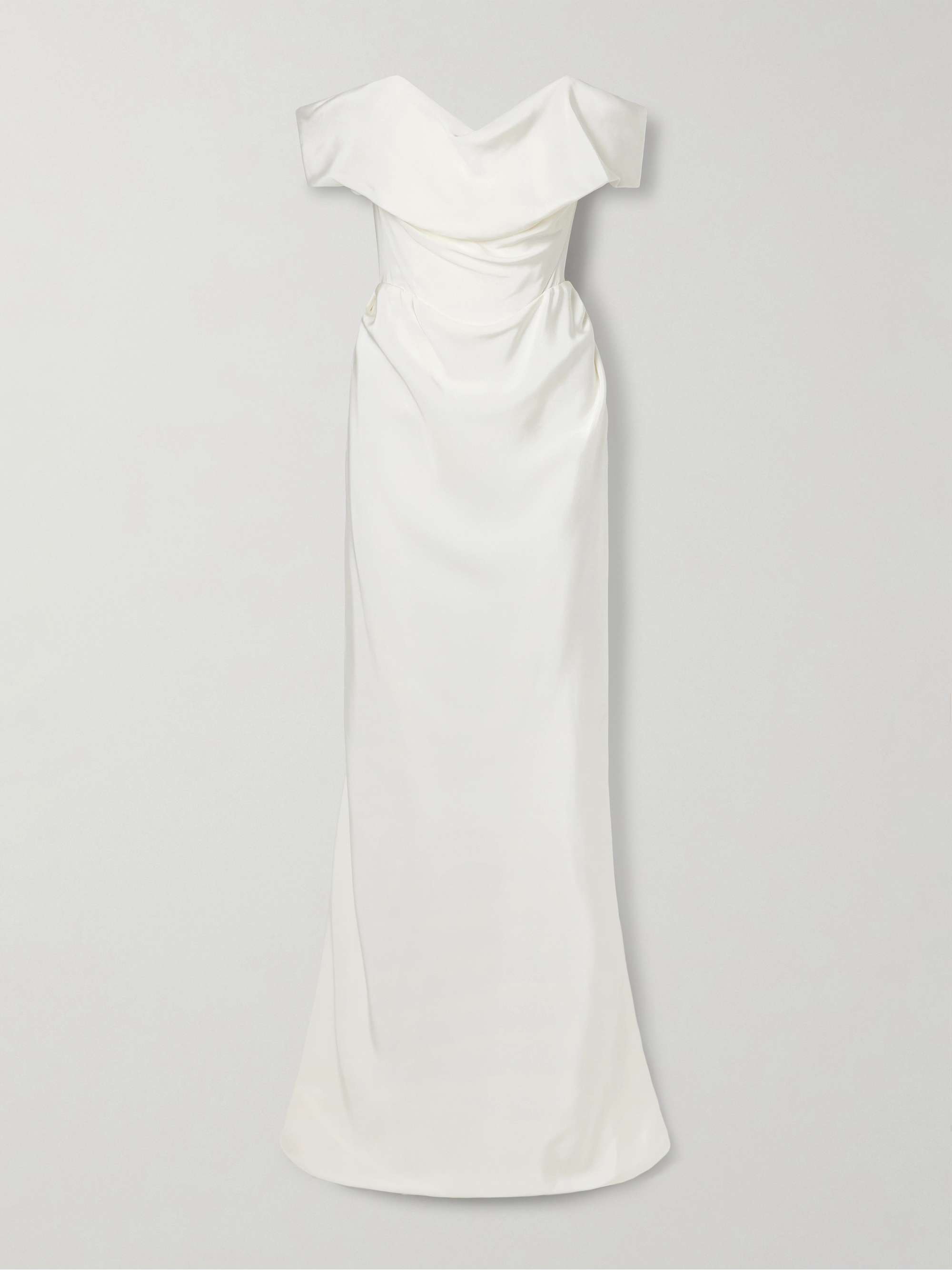 Nova Cocotte off-the-shoulder draped silk-crepe gown view